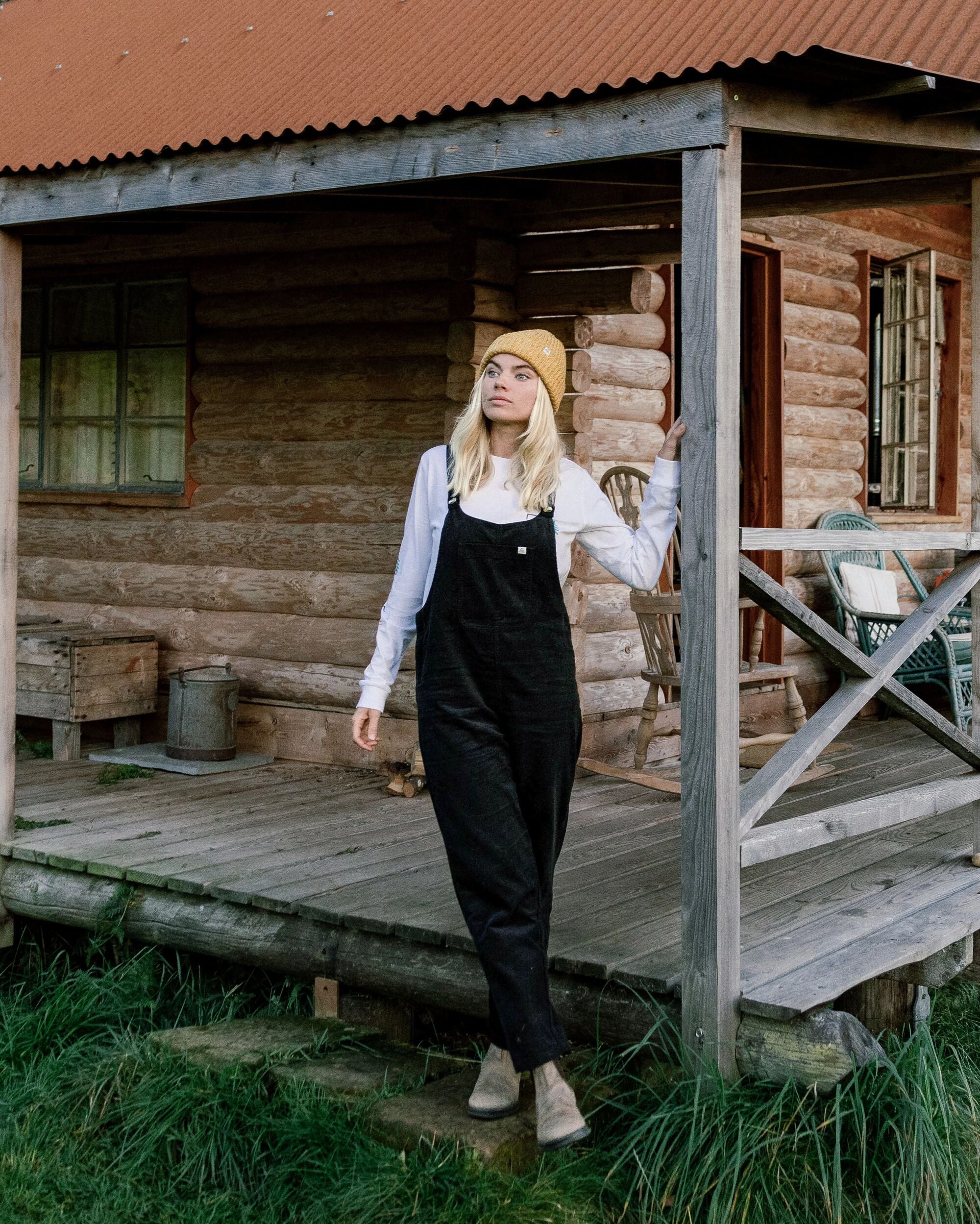 Meadows Organic Cotton Cord Dungarees - Black - Lifestyle