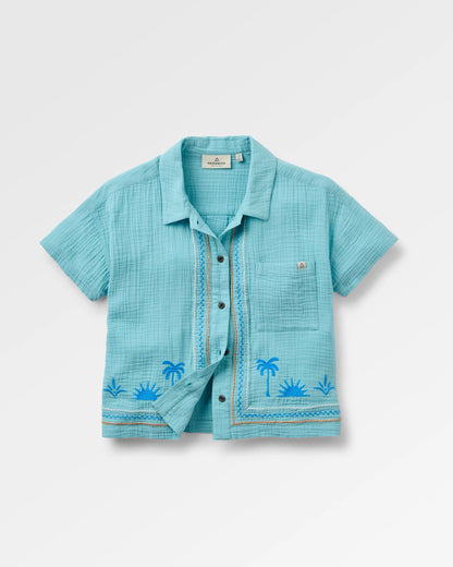 Waveney Short Sleeve Shirt - Retro Blue  - Flatlay