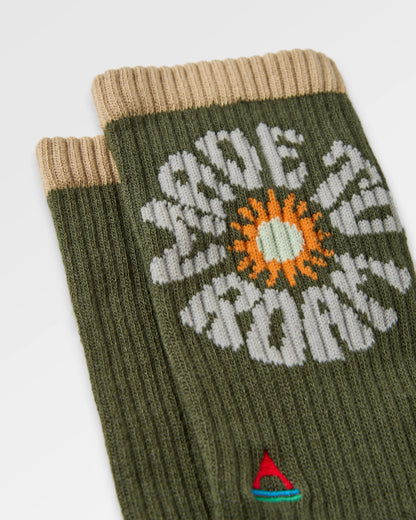 Made to Roam Graphic Crew Socks - Khaki