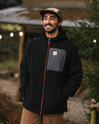 Loch Hooded Recycled Polar Fleece - Black