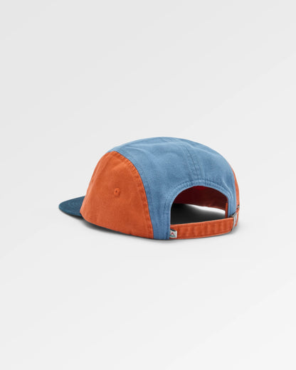 Fixie Recycled 5 Panel Cap - Sunrise Orange/ Moonlight Blue Multi - Flatlay