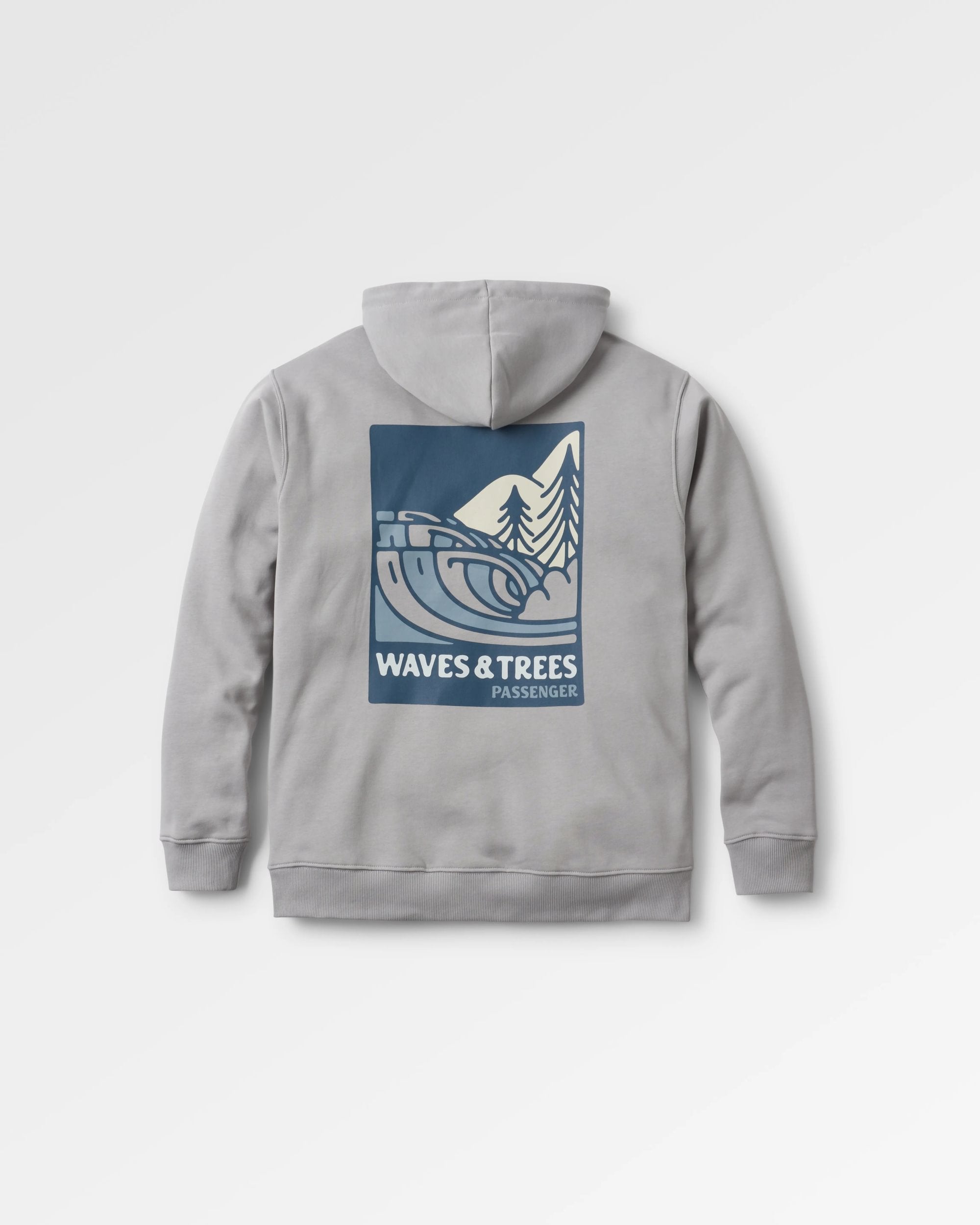Waves & Trees Organic Cotton Hoodie - Steel Grey - Flatlay