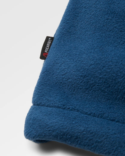 Woodland Hooded 1/2 Zip Recycled Polartec® Fleece - Grey Marl/Dark Denim - Flatlay