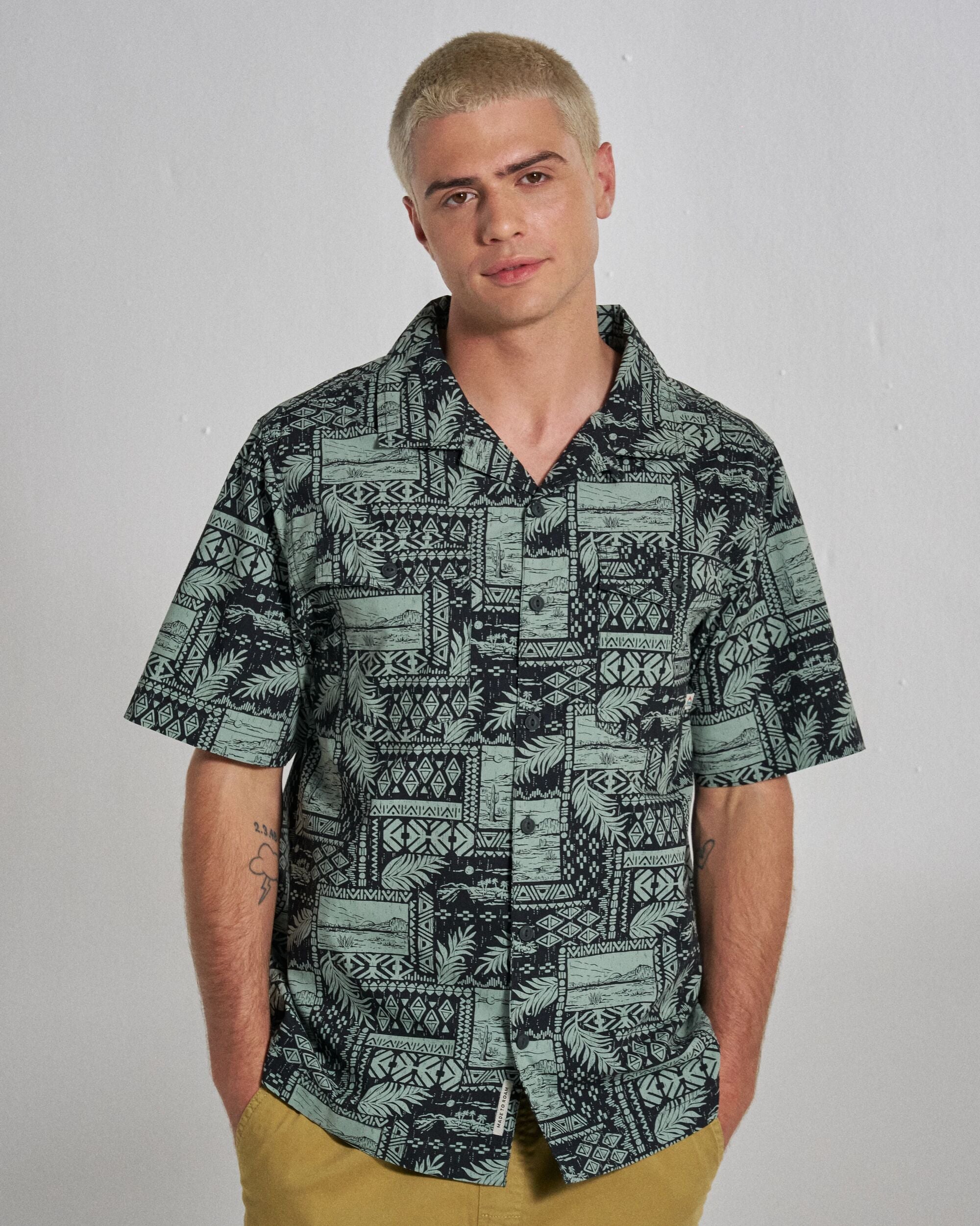 Acreage Shirt - Patchwork Faded Black - Studio Model