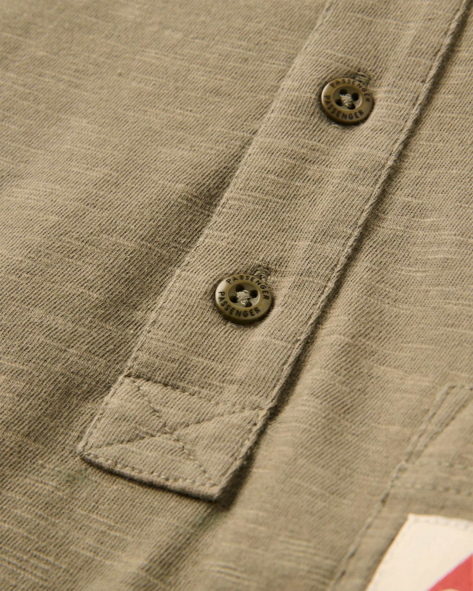 Headland LS Slub Henley - Dusty Olive - Flatlay