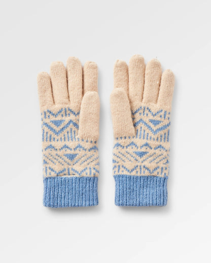 Nurture Recycled Knitted Gloves - Faded Denim/Stone - Flatlay