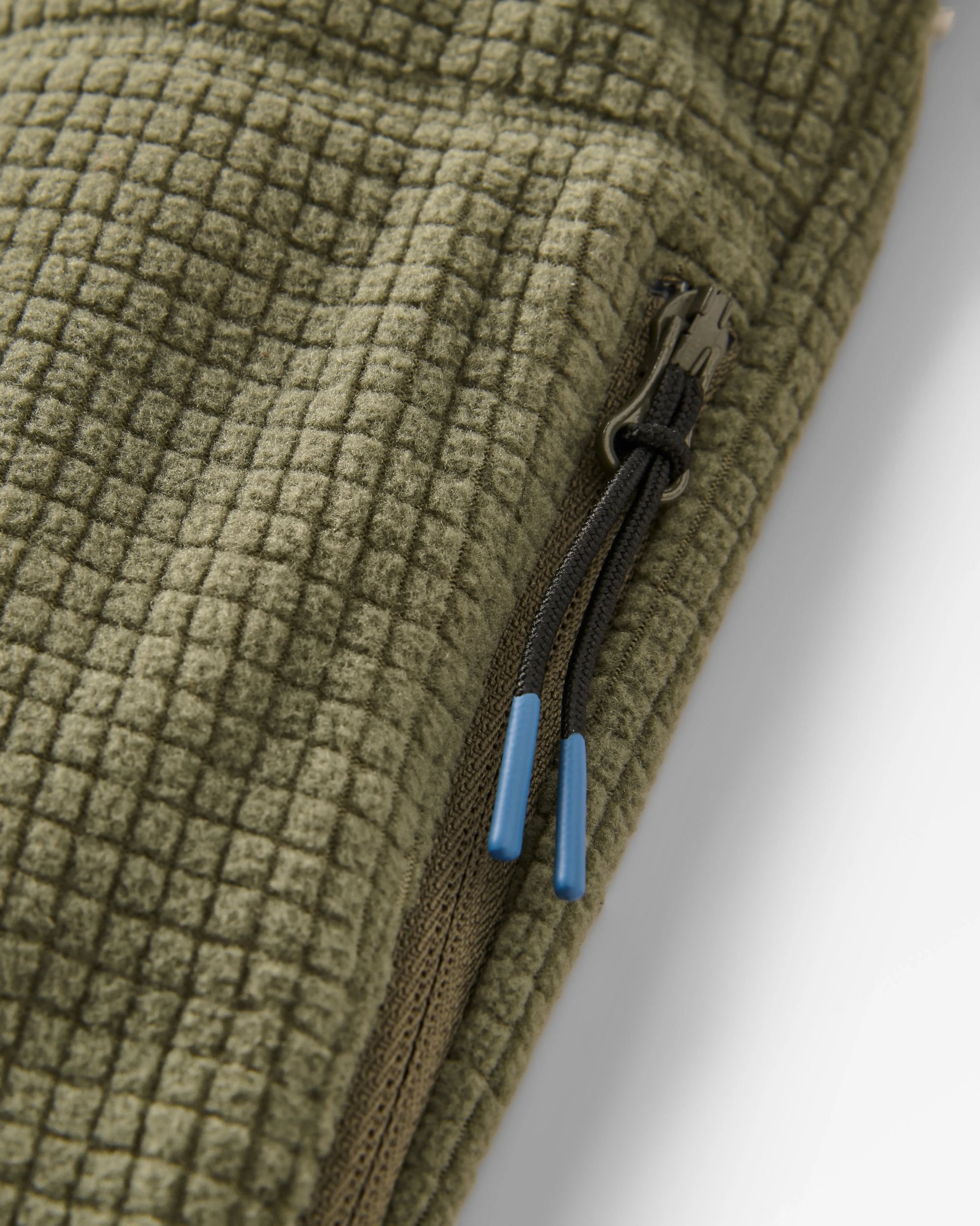 Point Grid Recycled Fleece Hoodie - Dusty Olive - Flatlay