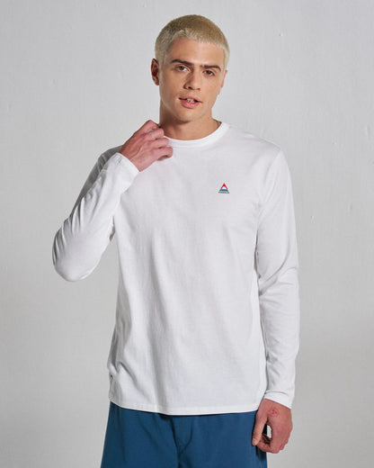 Classic Logo LS T-Shirt - White - Studio Model