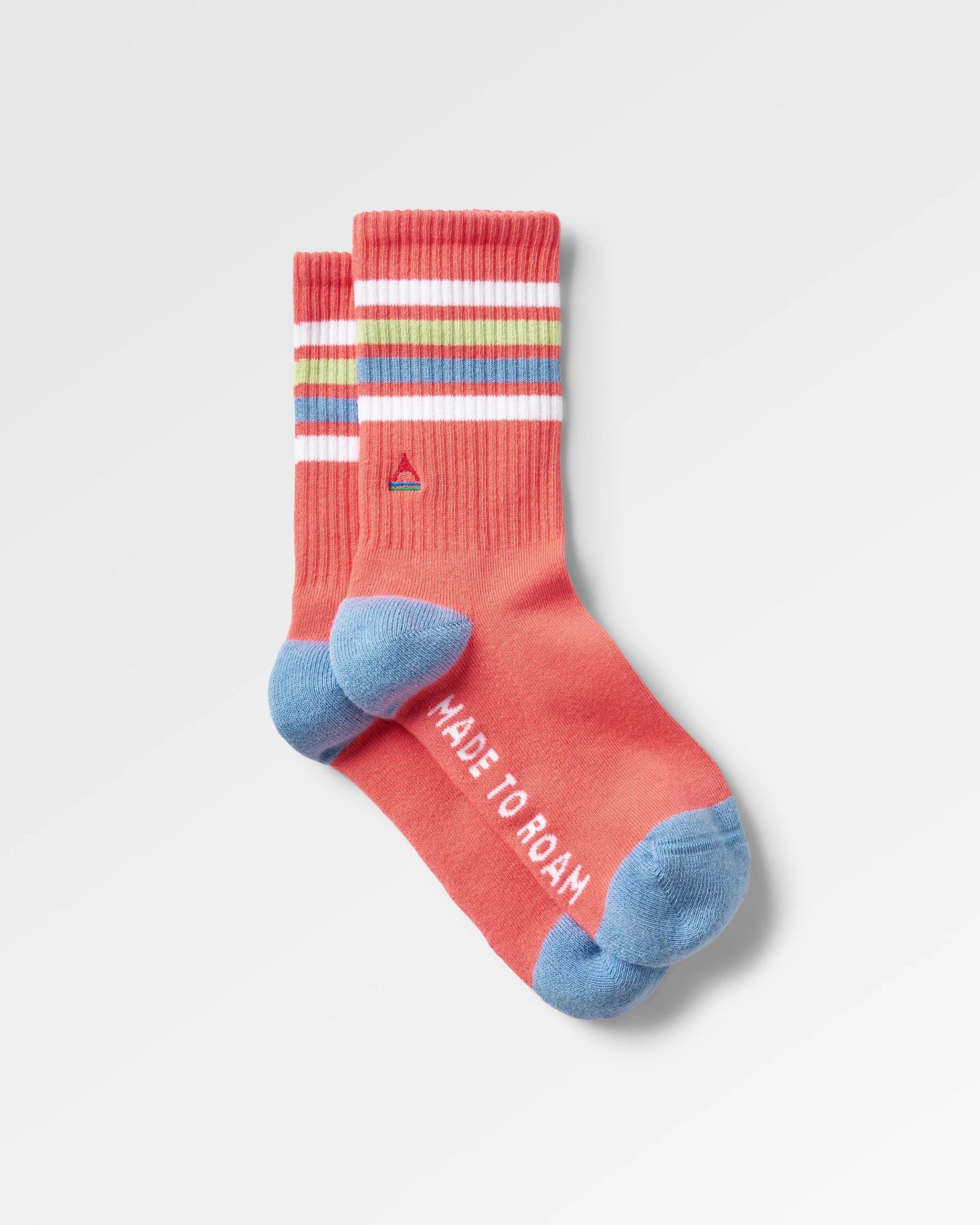 Organic Mid-weight Crew Socks - Shell Pink - Flatlay