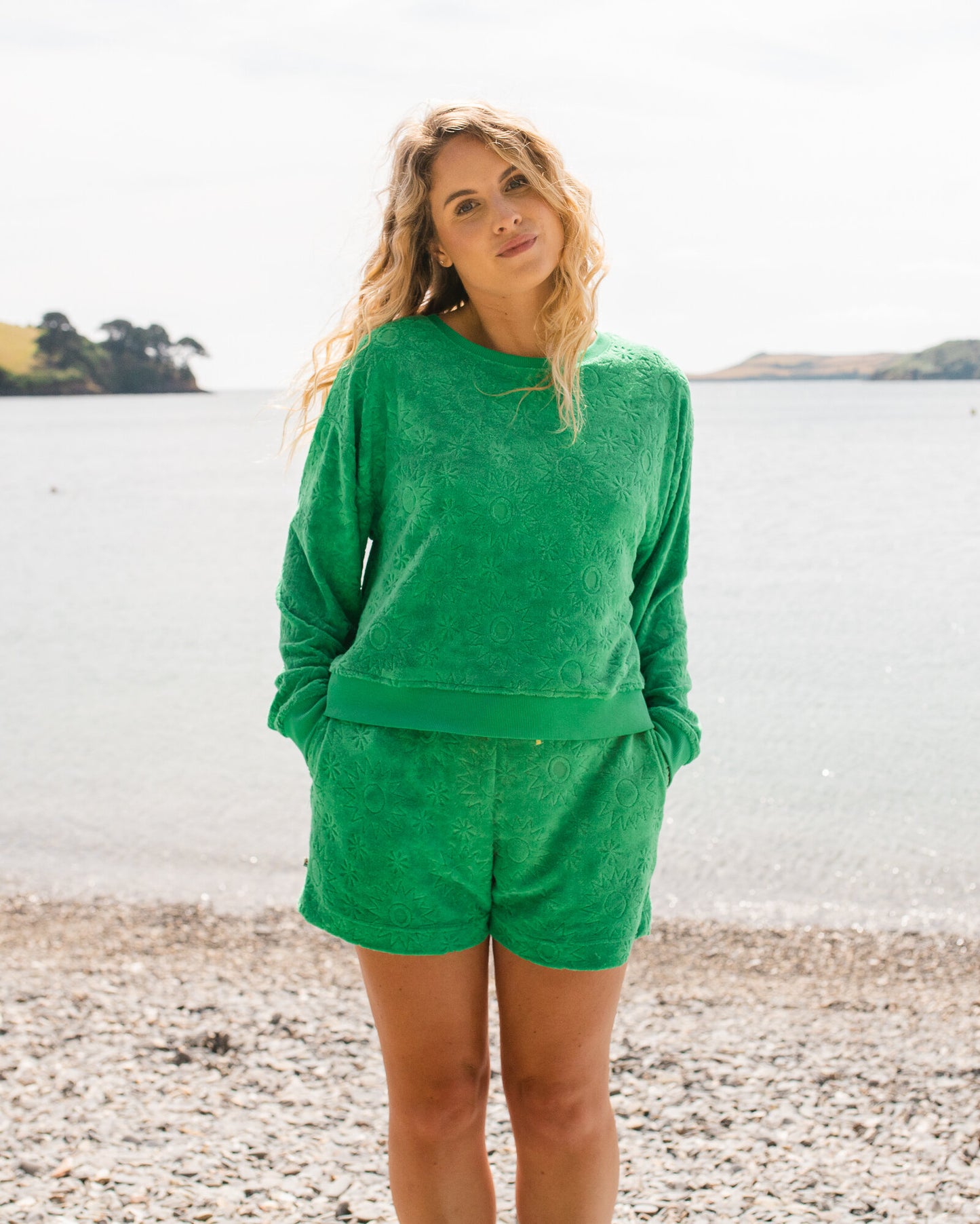 Vibes Textured LS Top - Green Spruce