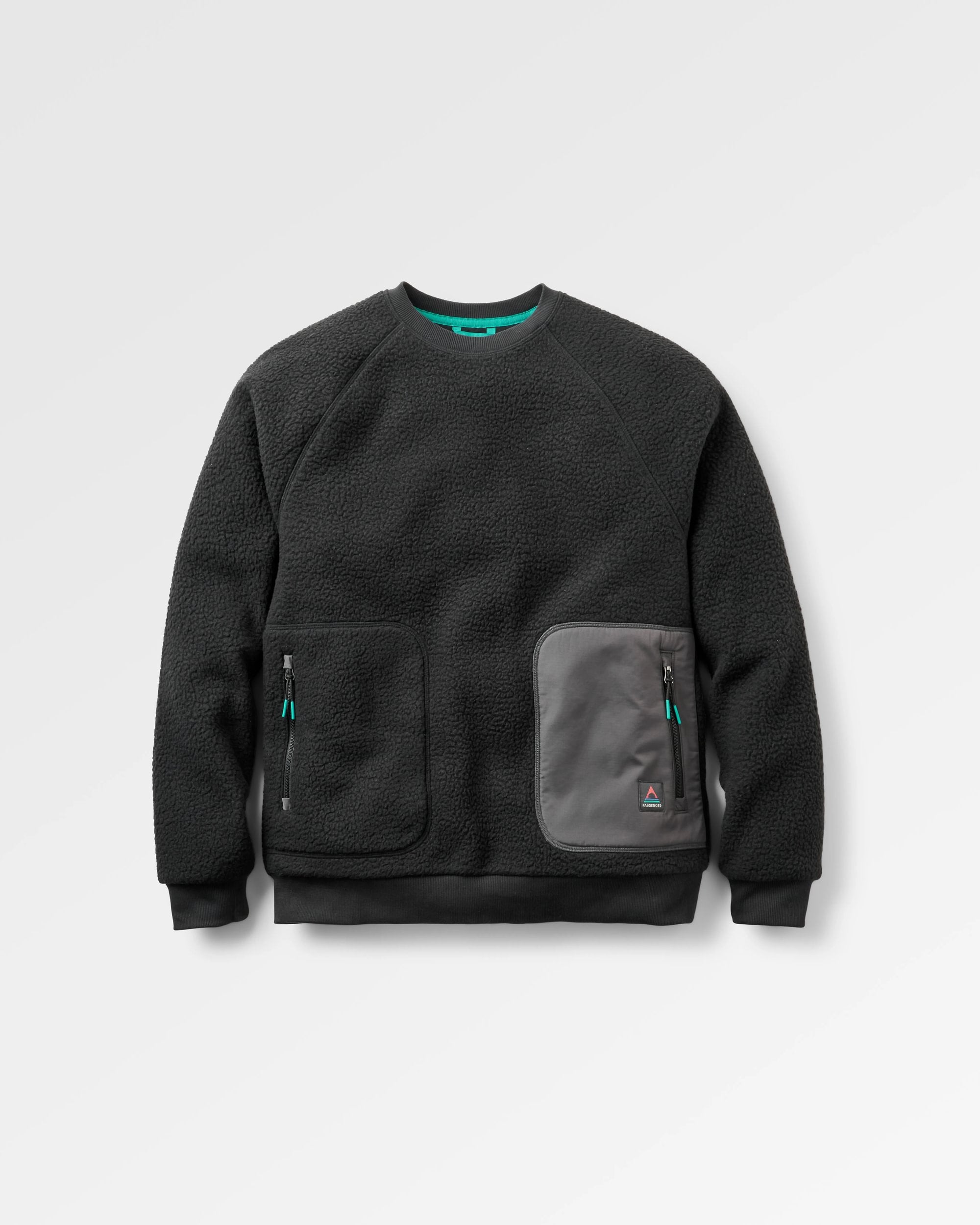 Offgrid Sherpa Crew Fleece - Black - Flatlay