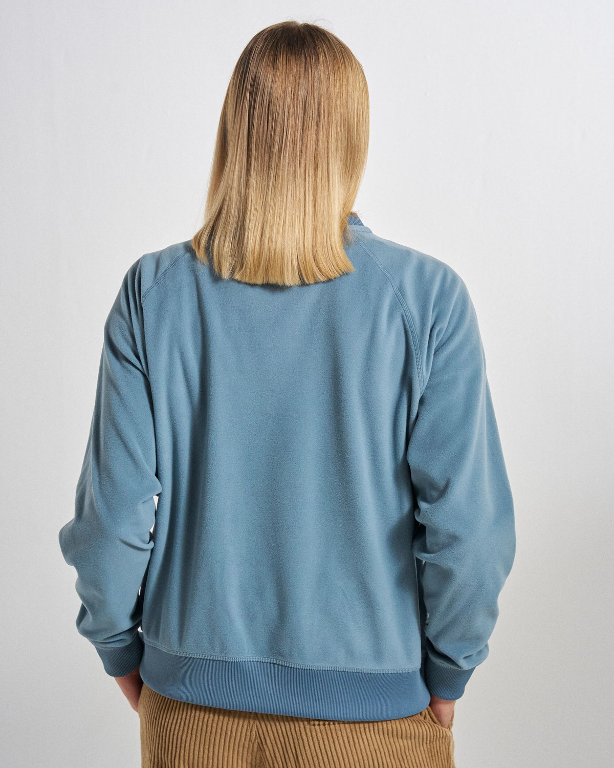 Ayla Micro Polartec® Crew Fleece - Stormy Blue  - Studio Model