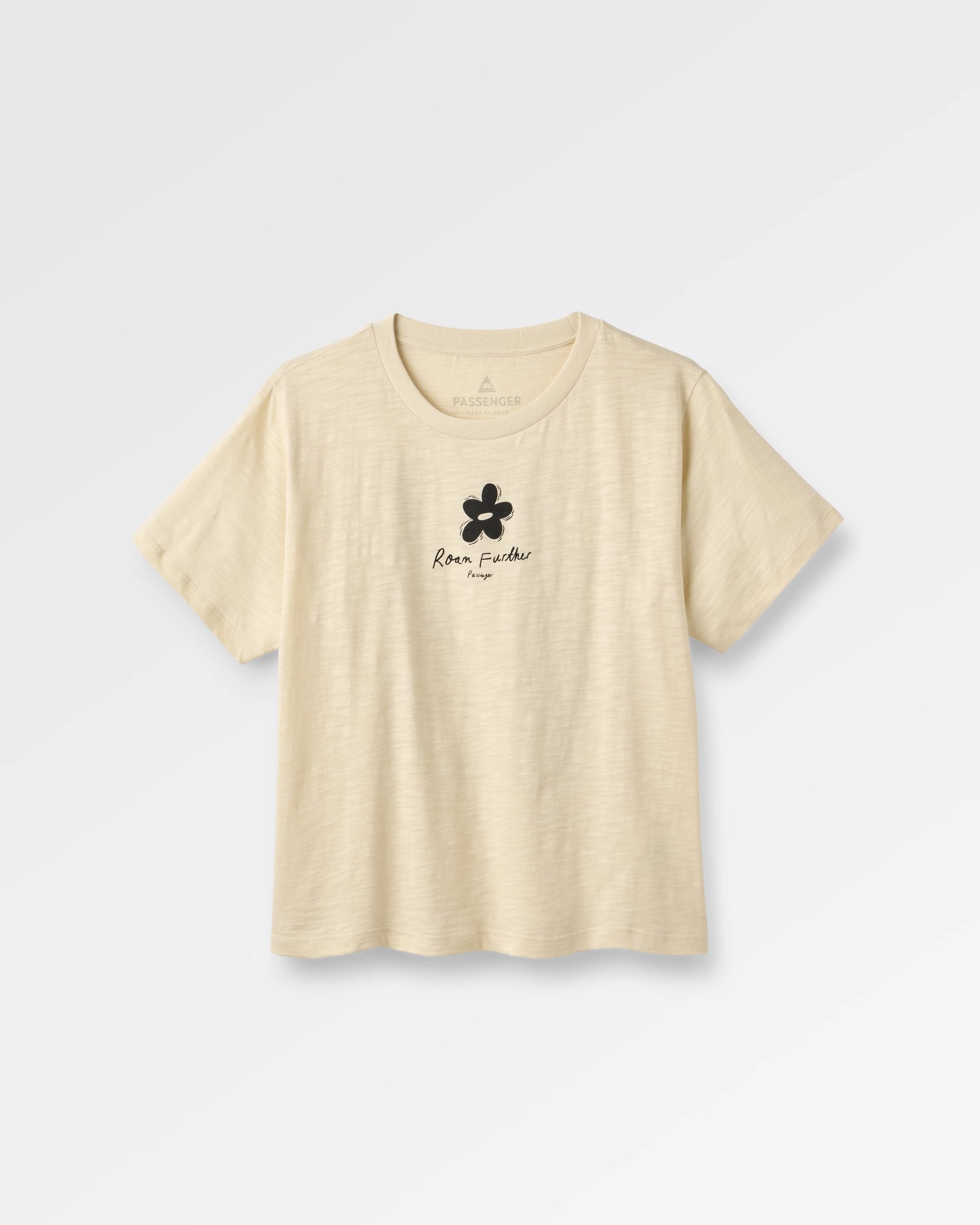 Womens Roam Further T-shirt - Birch - Flatlay