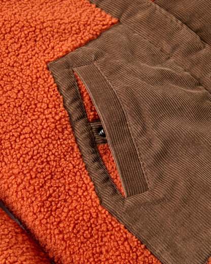Clover Sherpa Fleece Hooded Jacket - Dark Rust - Flatlay