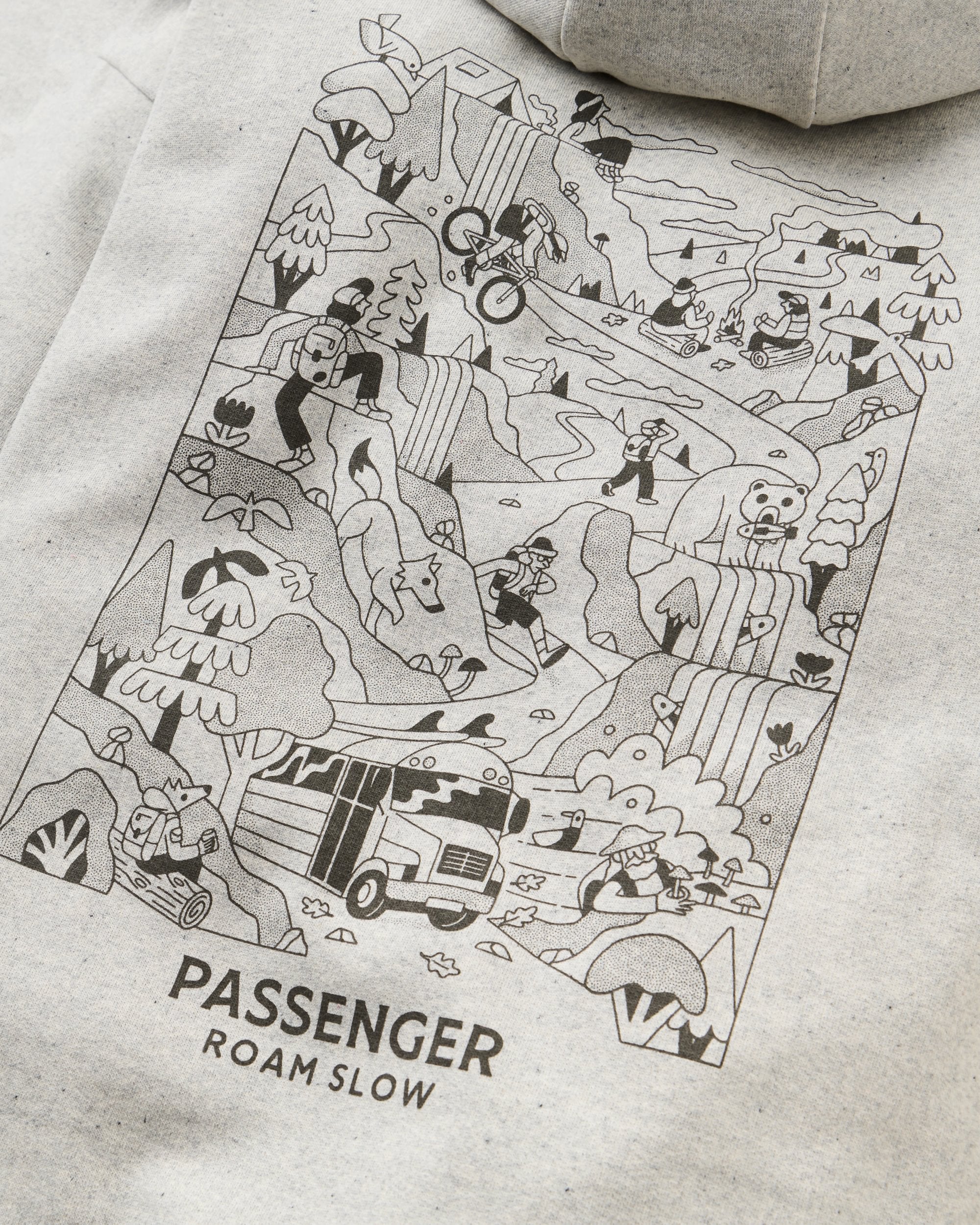 Roam Slow Women's Recycled Cotton Hoodie - Light Grey Marl - Flatlay