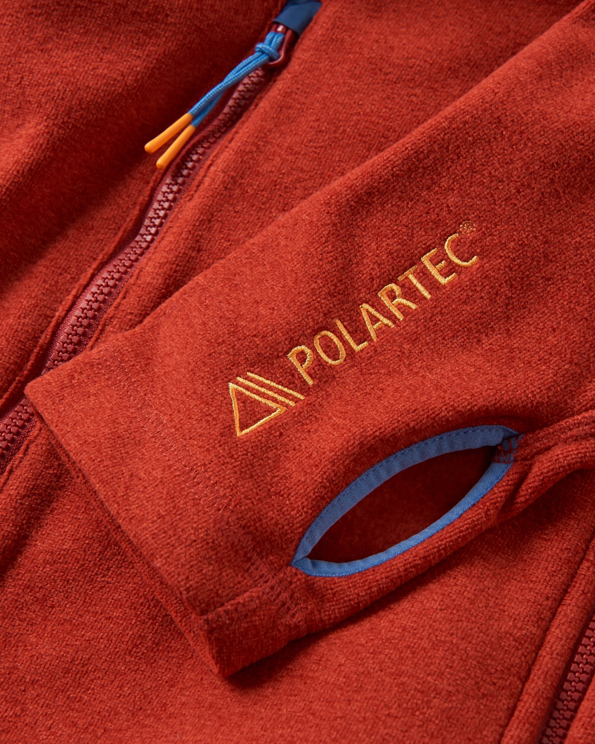 Pinegrove Recycled Polartec® Fleece Hoodie - Red Ochre - Flatlay