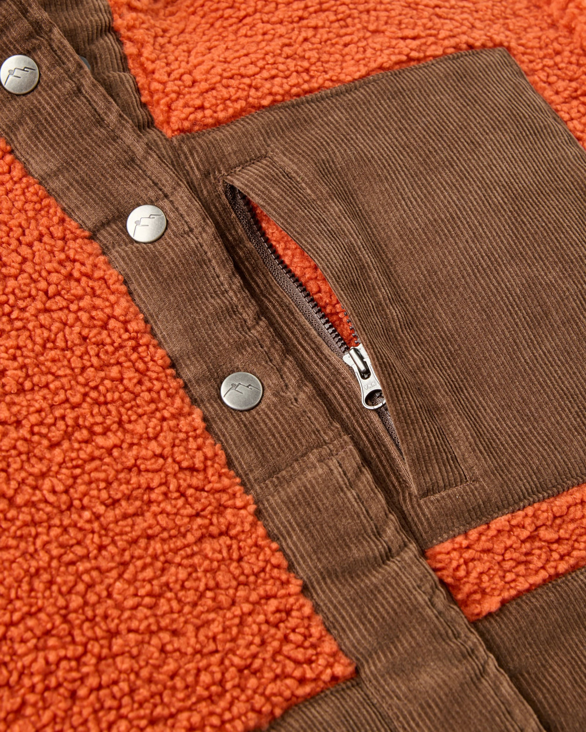 Clover Sherpa Fleece Hooded Jacket - Dark Rust - Flatlay