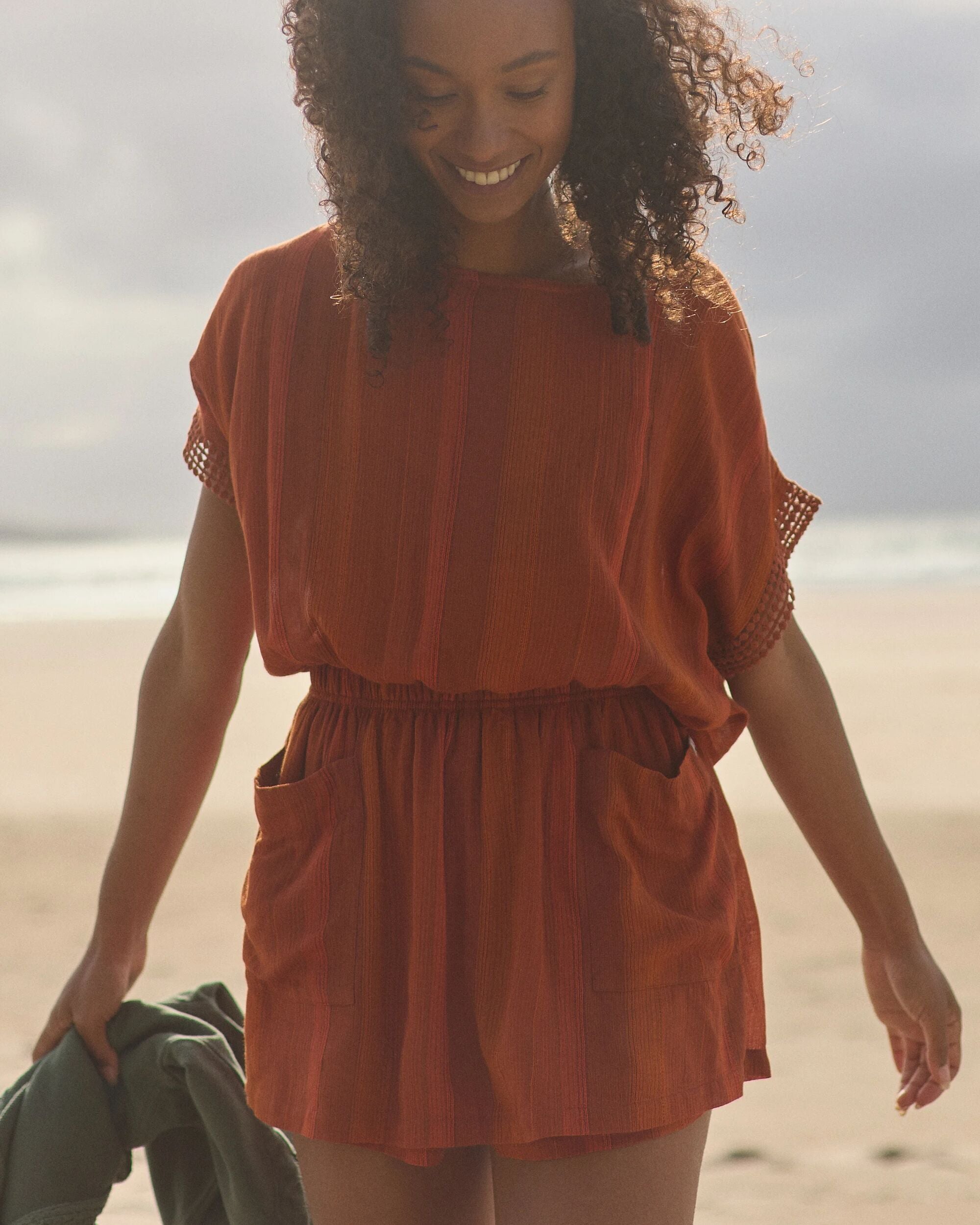 Clarity Short Skort Dress - Ember Orange Stripe - Lifestyle