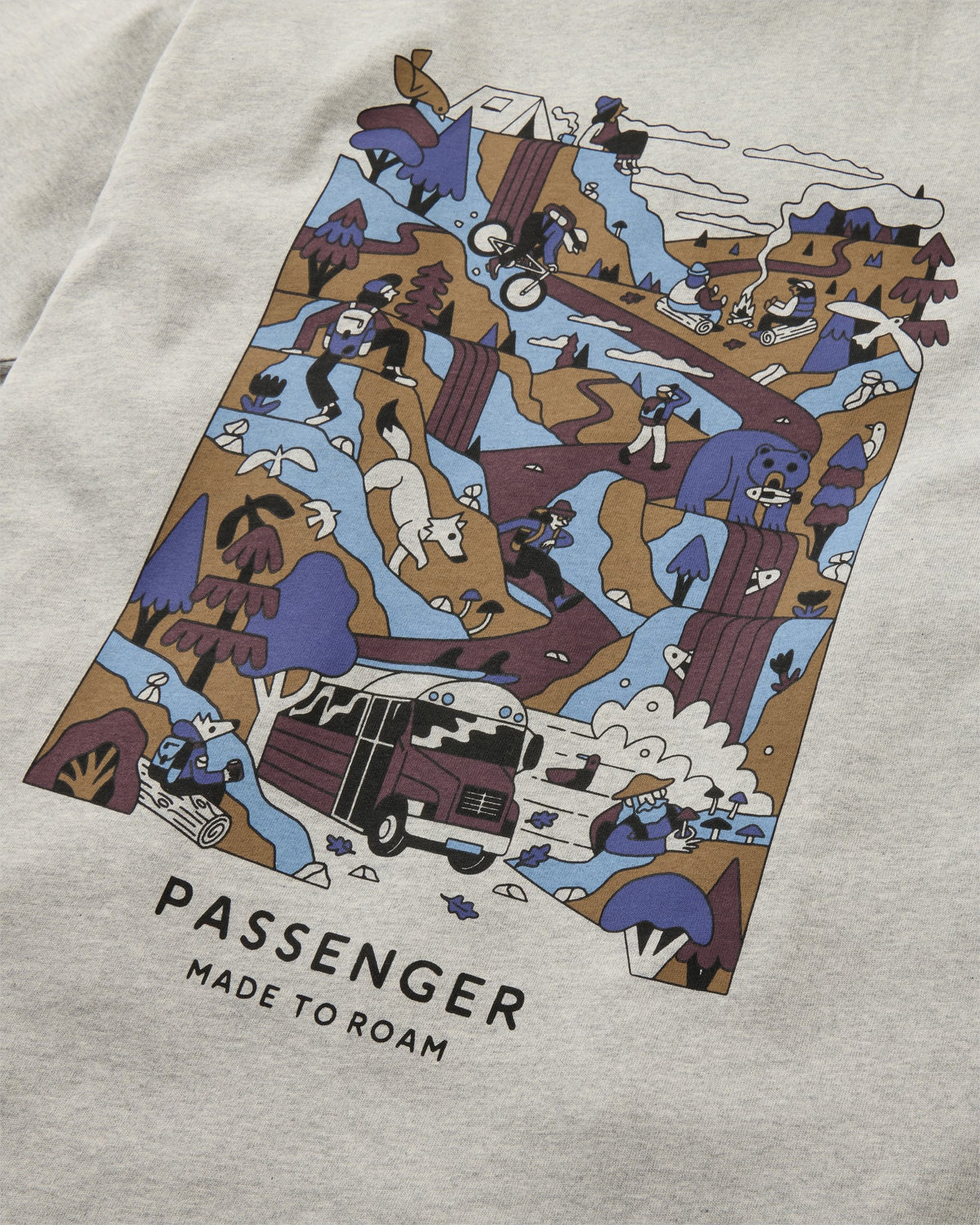 Slower Rhythms Relaxed Fit T-Shirt - Grey Marl - Flatlay