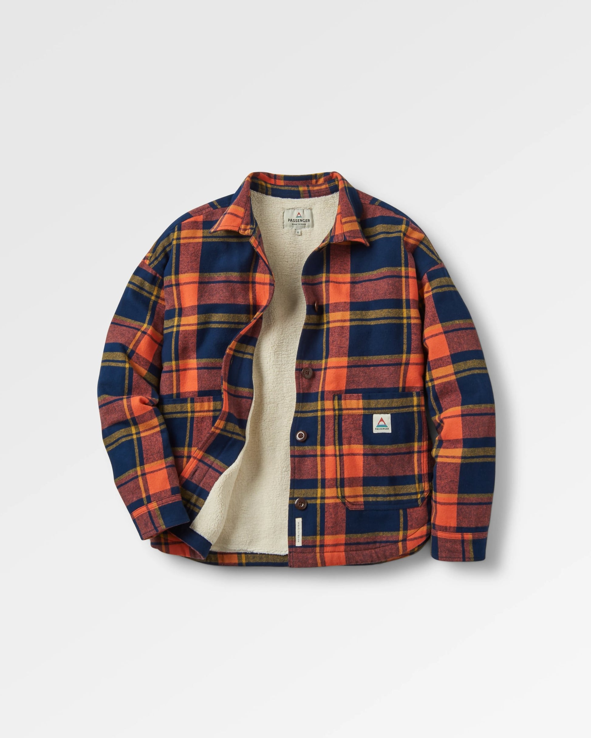 Flint Organic Cotton Overshirt - Rich Navy/Burnt Orange