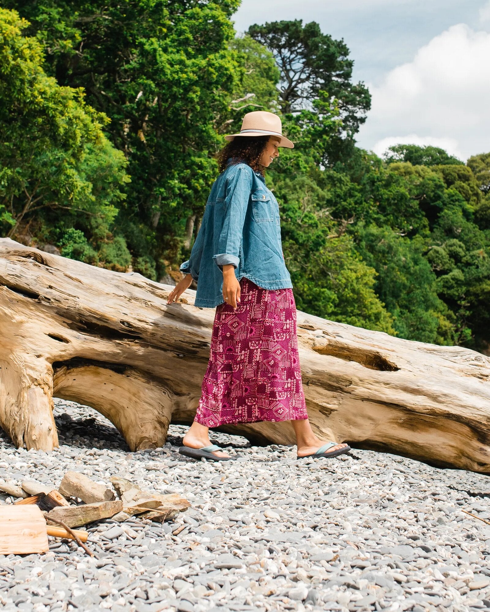 Hannah Skirt - Vintage Patchwork Wine - Lifestyle