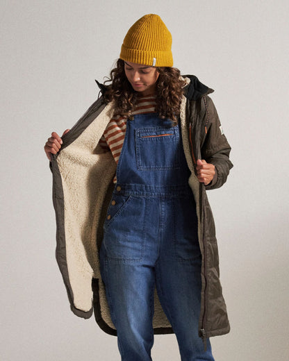 Flora Recycled Sherpa Lined Parka - Coffee - Studio Model