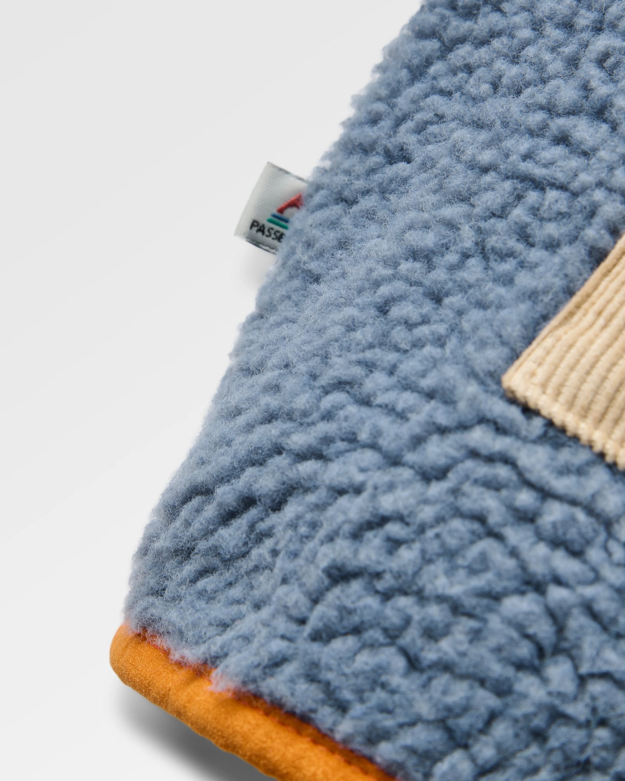 Clover Recycled Sherpa Hooded Fleece - Stormy Blue  - Flatlay