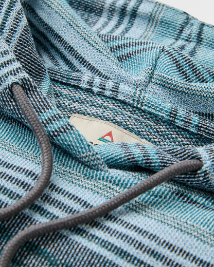 Lagoon Loopback Relaxed Fit Hoodie - Multi Blue Stripe - Flatlay