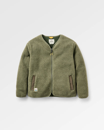 Tawny Recycled Deep-Pile Sherpa Jacket - Dusty Olive - Flatlay