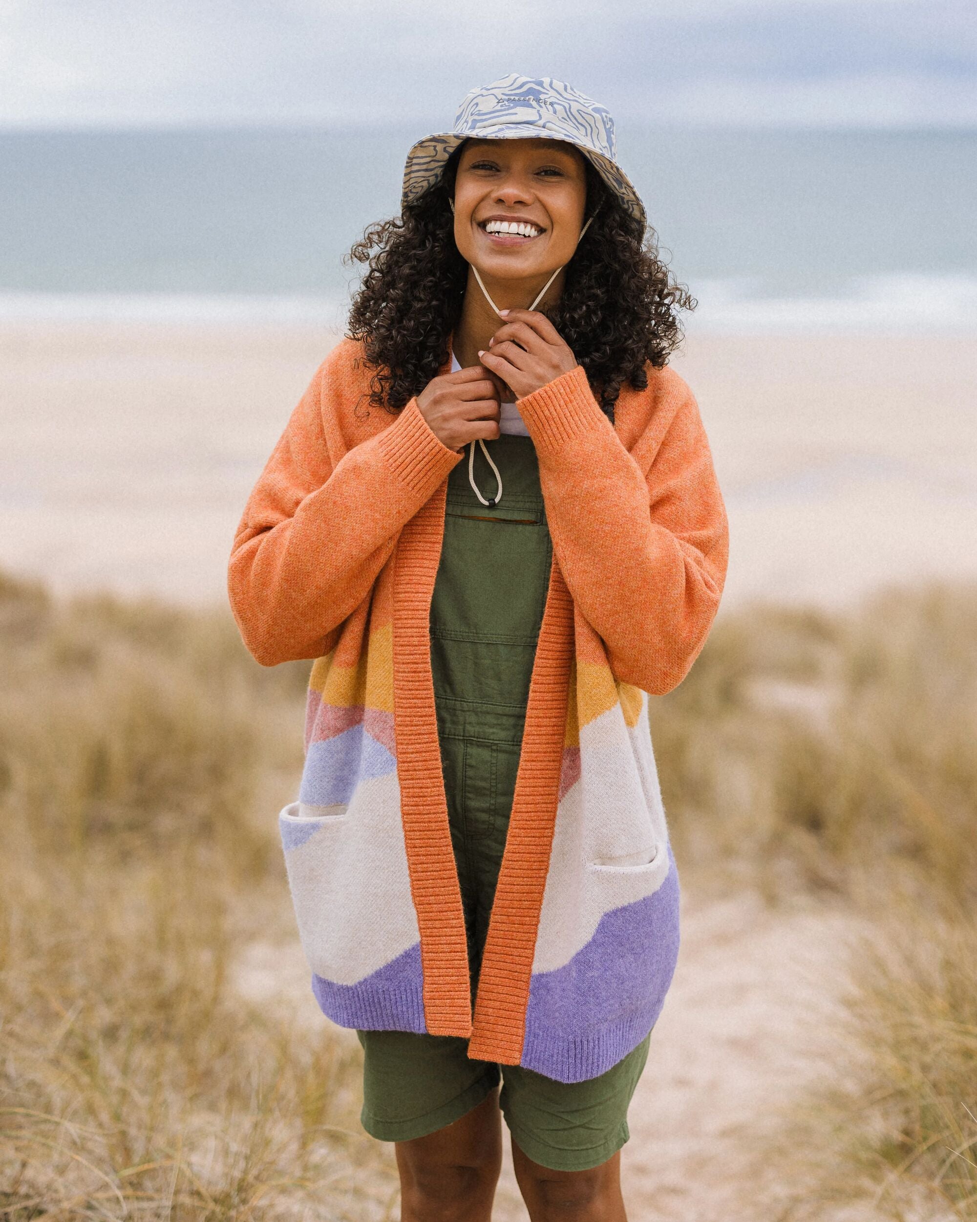 Scenic Recycled Long Knitted Cardigan - Scenic Sunrise Orange - Lifestyle