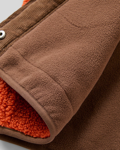 Clover Sherpa Fleece Hooded Jacket - Dark Rust - Flatlay