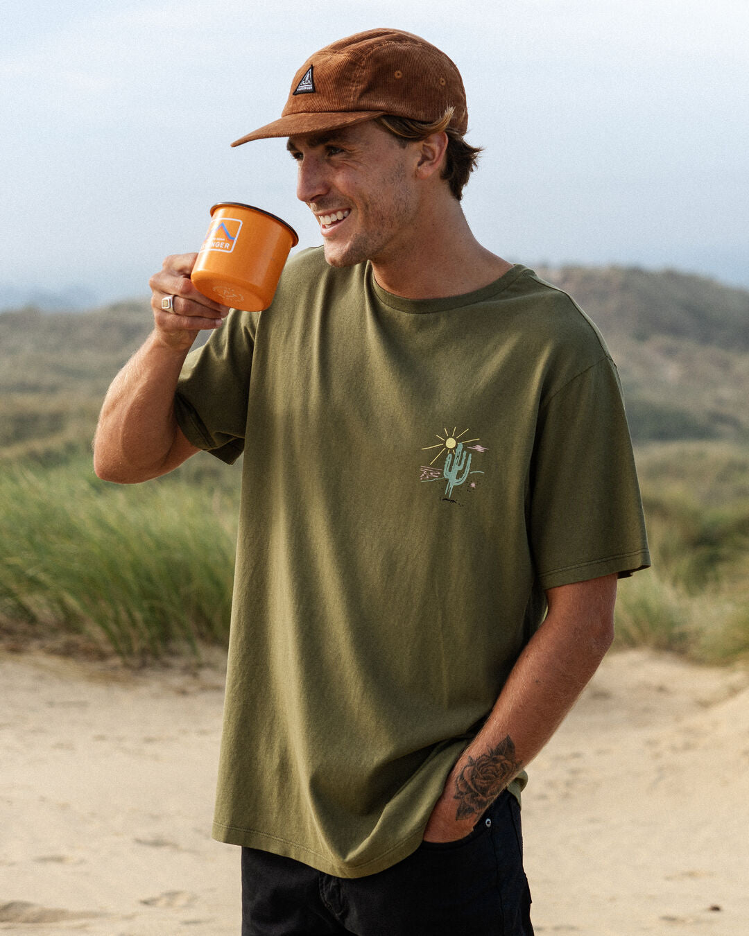 Tizana Recycled Cotton T-Shirt - Khaki - Lifestyle