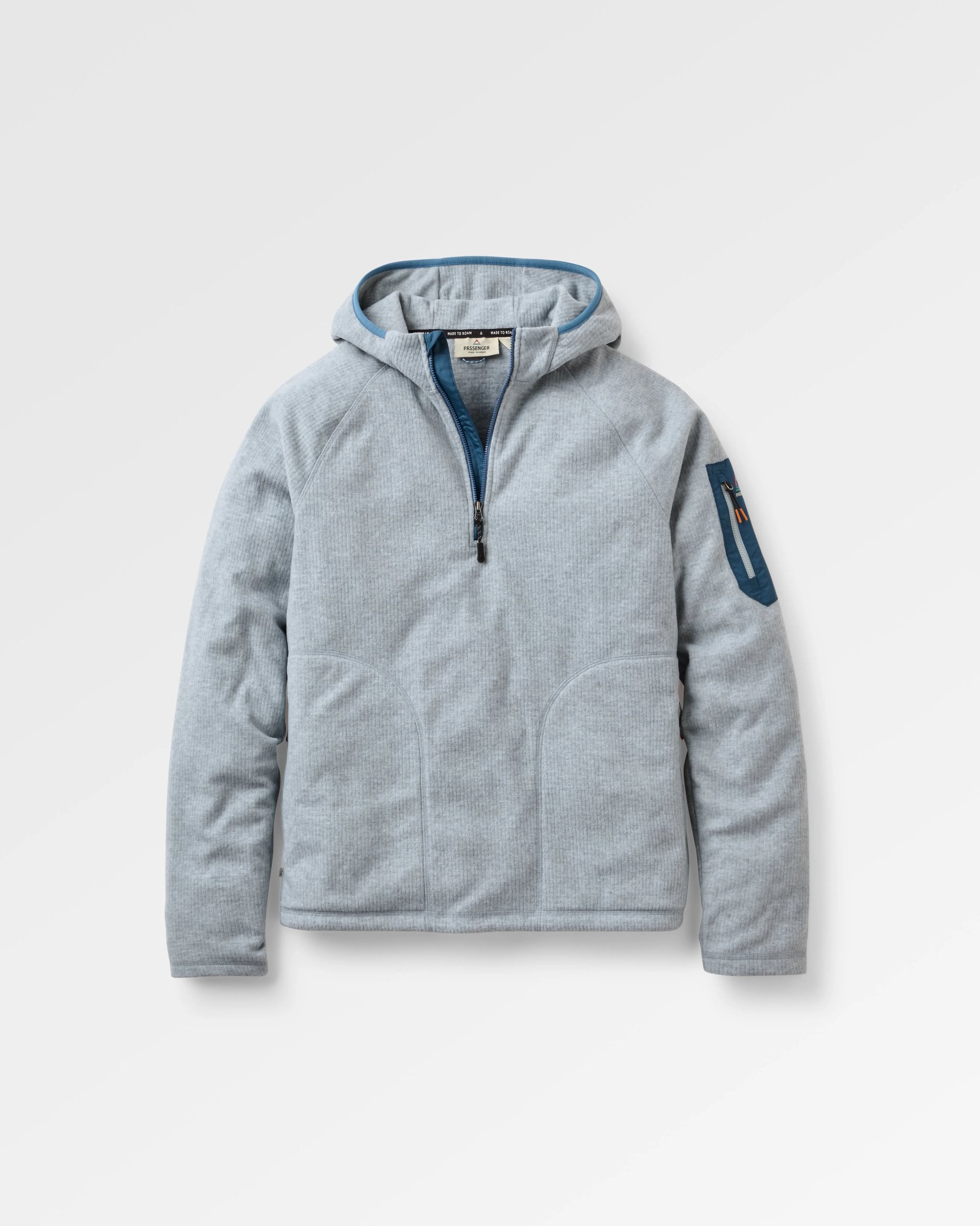 Forestscape Recycled Grid Fleece Hoodie - Grey Marl - Flatlay