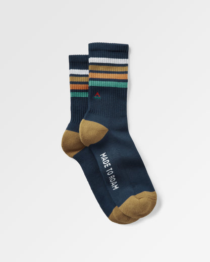 Organic Midweight Crew Socks - Rich Navy - Flatlay