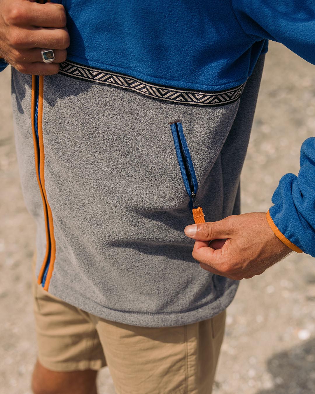 Ridge Full Zip Polar Fleece - True Blue/Grey Marl