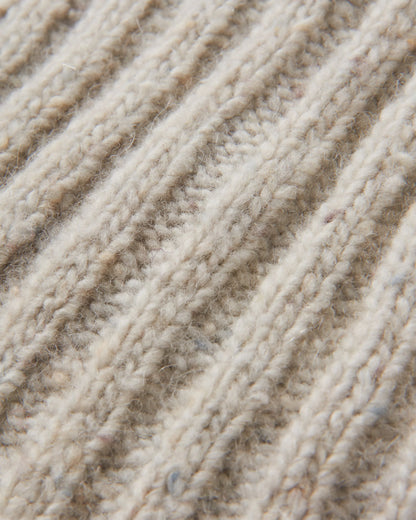Fisherman Merino Wool Beanie - Vintage White - Flatlay