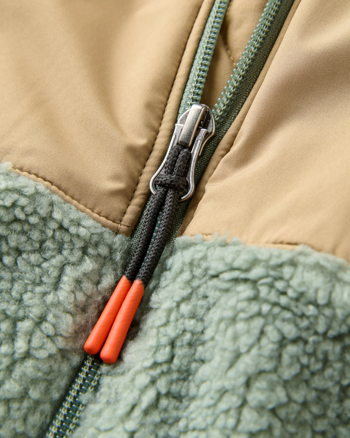 Joy Full Zip Lined Hooded Sherpa Fleece - Pistachio - Flatlay