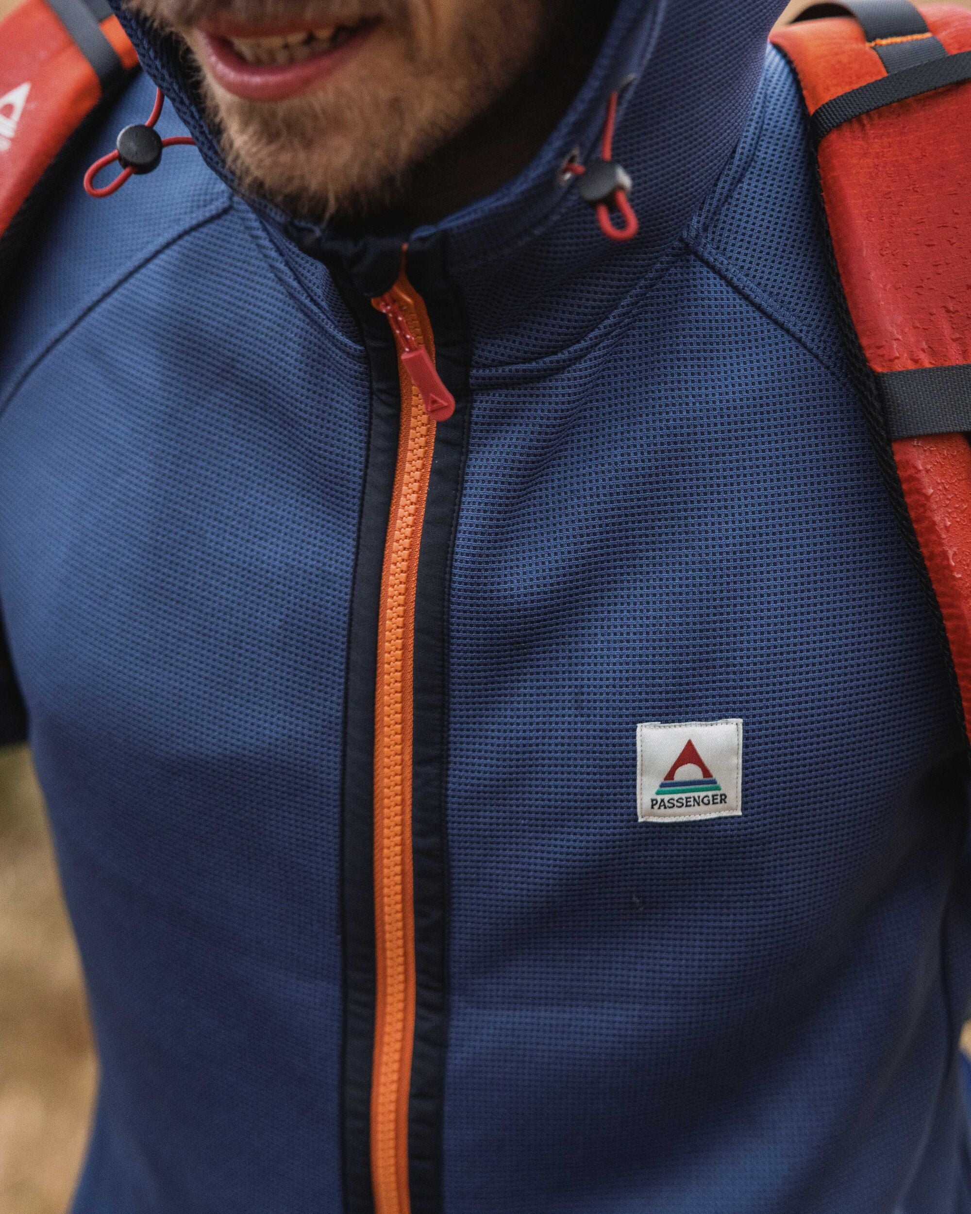 Vertical Full Zip Hooded Recycled Fleece - Dark Denim - Lifestyle