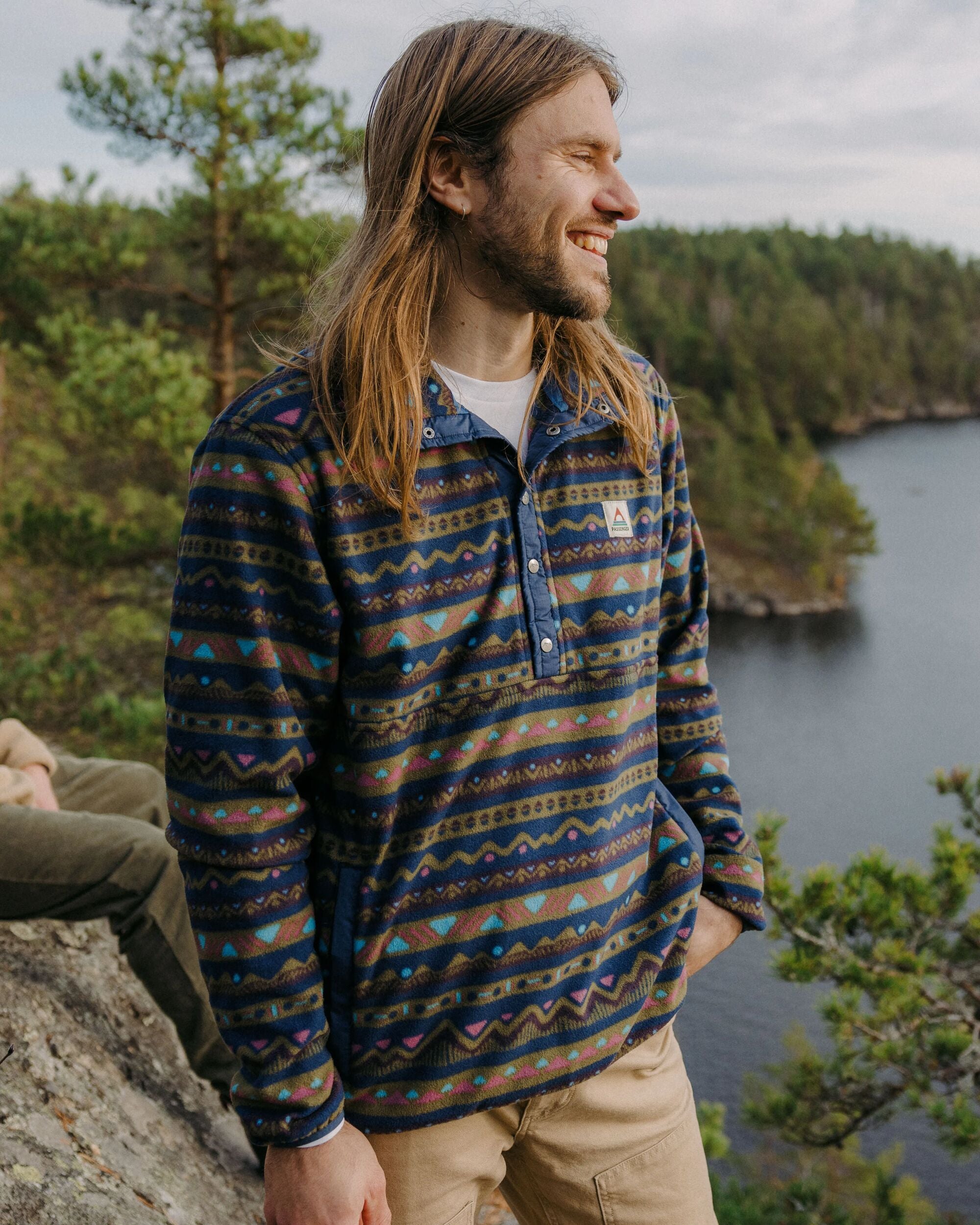 Adrift Recycled Polar Fleece - Mountain Geo Multi - Lifestyle