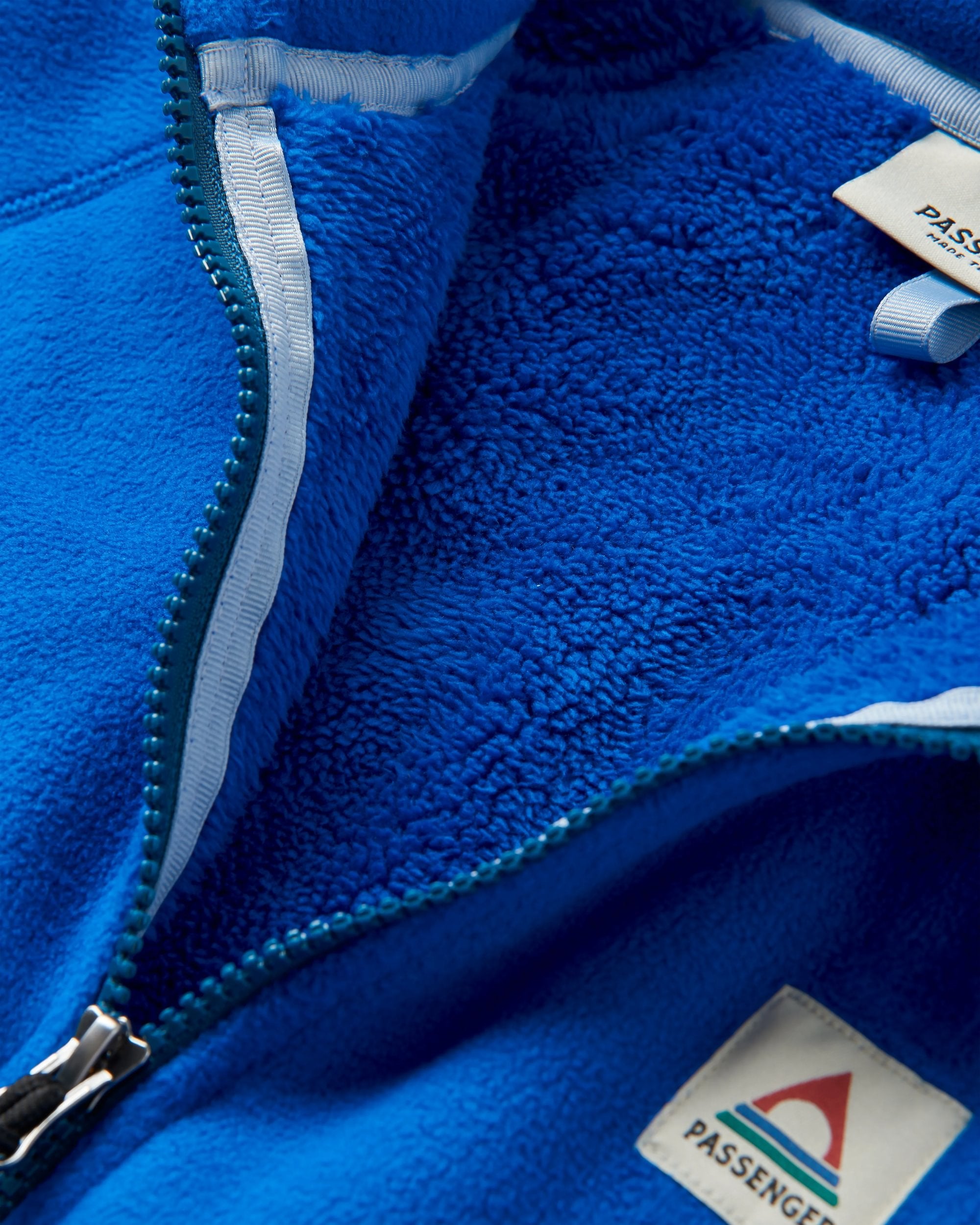 Folksy Recycled Sherpa Fleece - Azure Blue - Flatlay