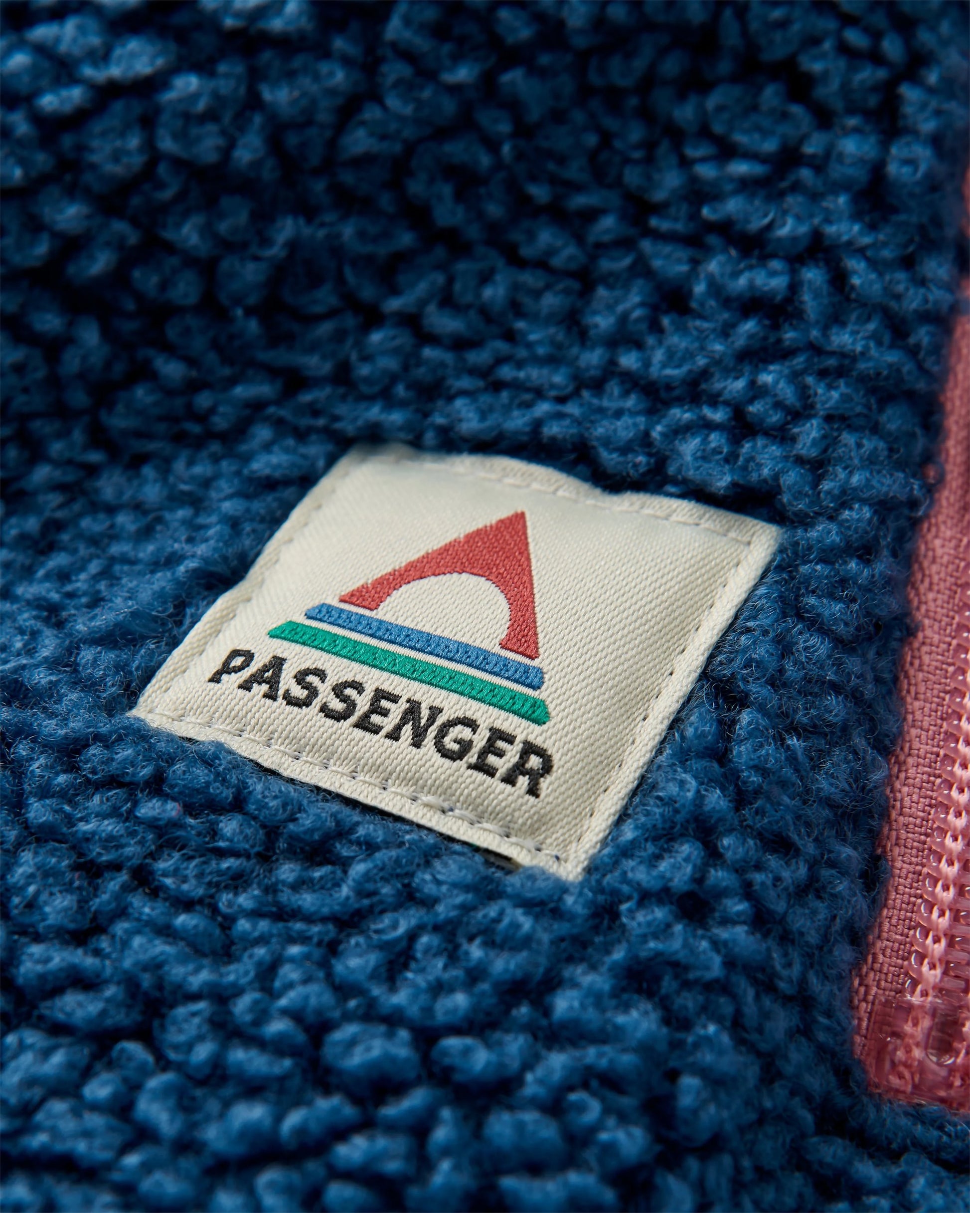 Joy Full Zip Lined Hooded Sherpa Fleece - Dark Denim/Feather - Flatlay