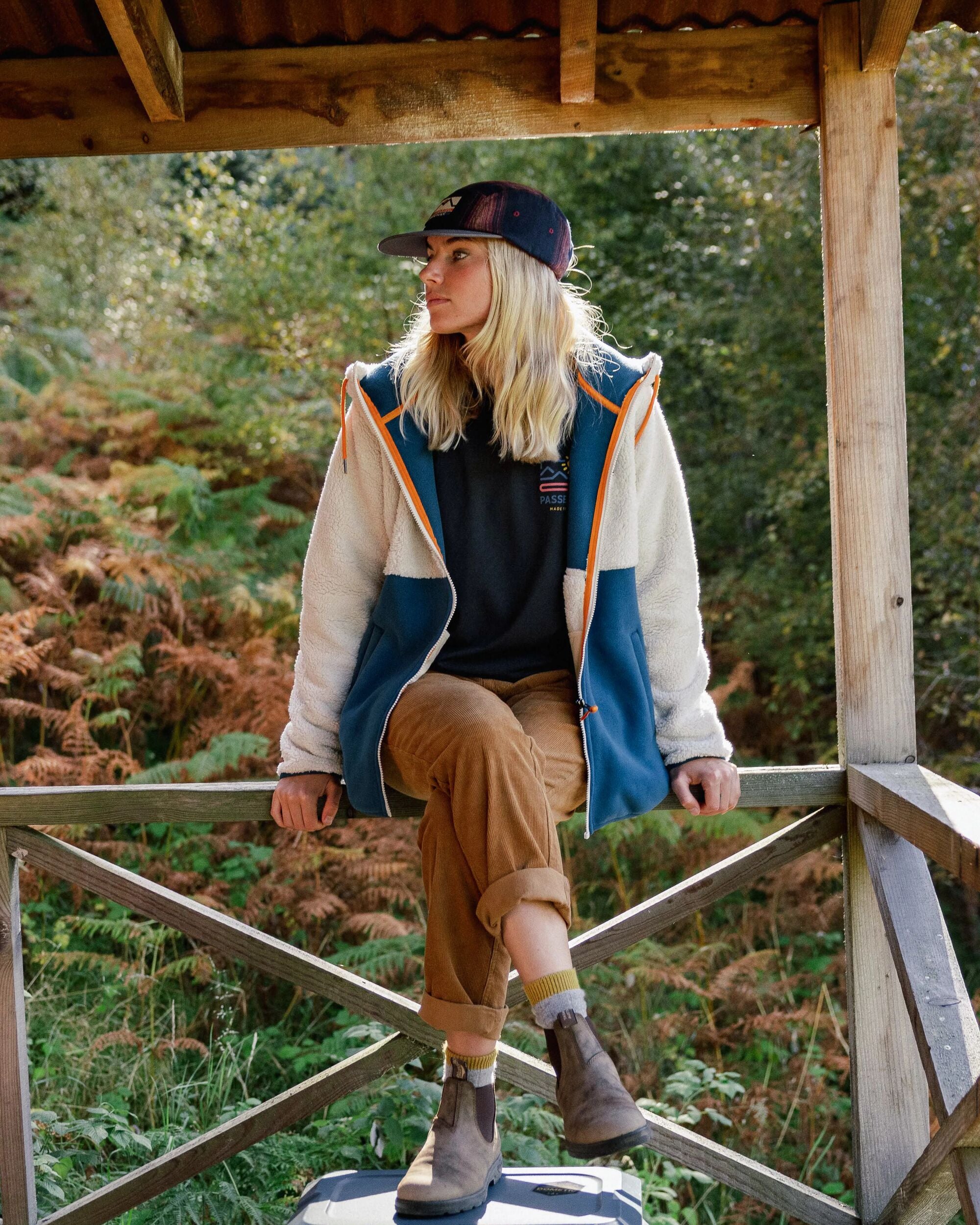 Nestling Recycled Polar-Lined Sherpa Fleece - Tidal Blue - Lifestyle