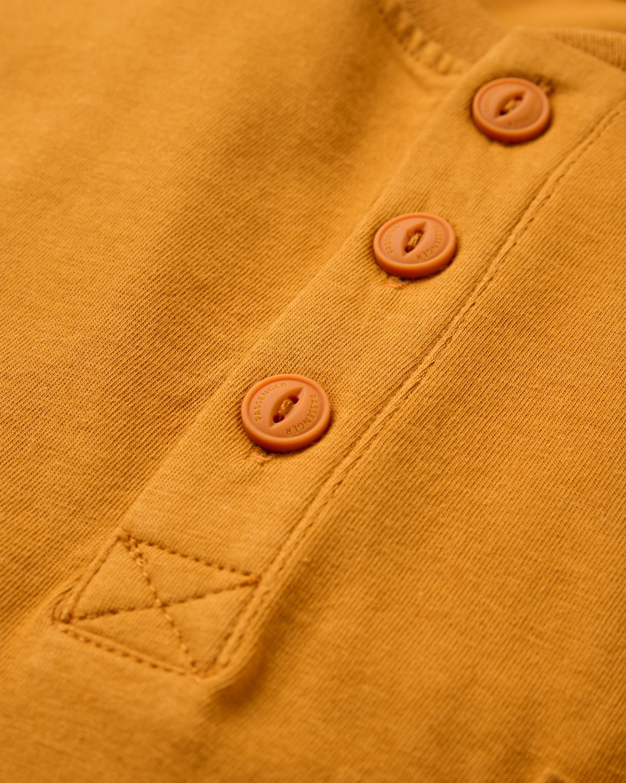 Heritage Relaxed Fit Henley T-shirt - Retro Orange - Flatlay