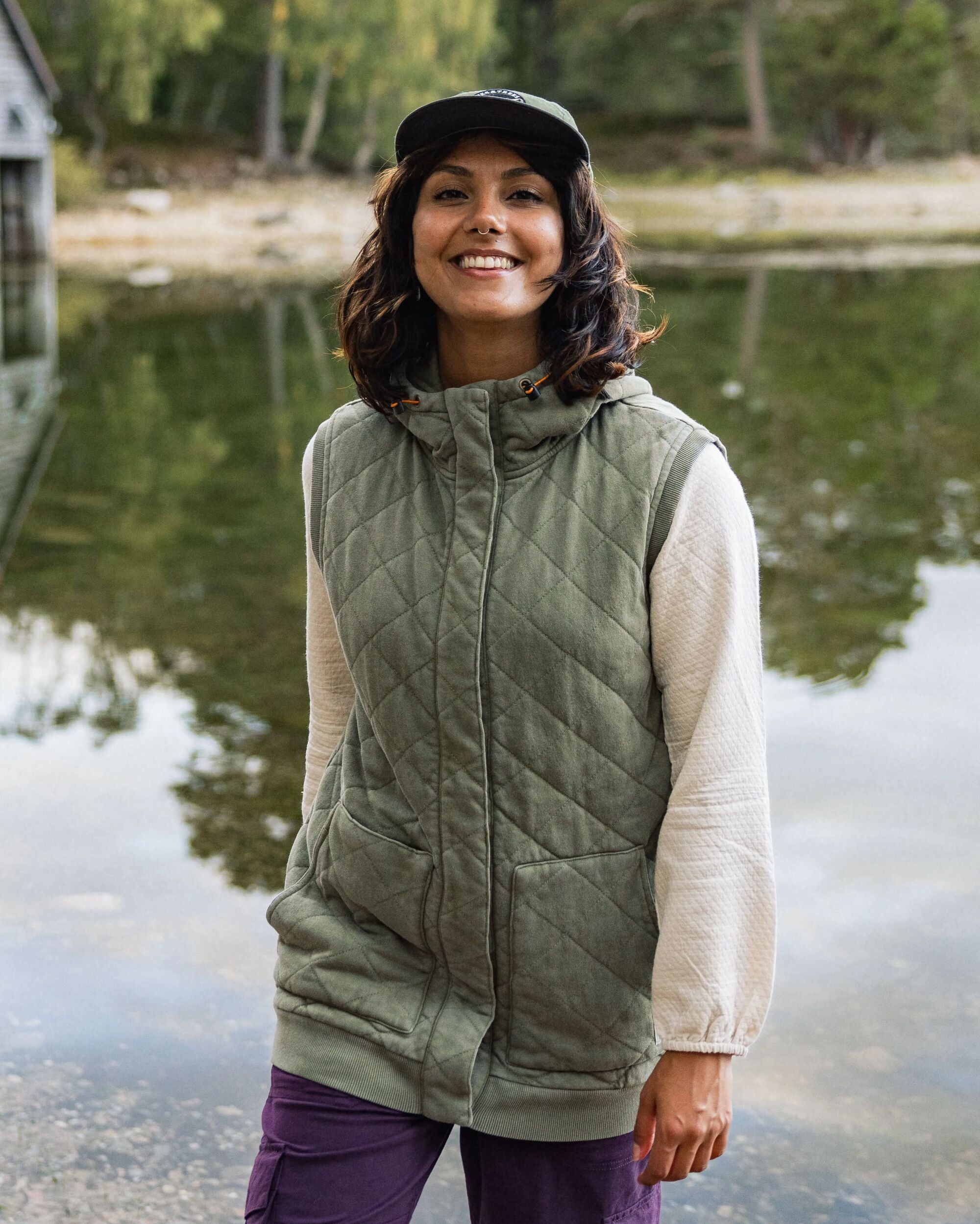 Clementine Recycled Quilted Vest - Khaki - Lifestyle