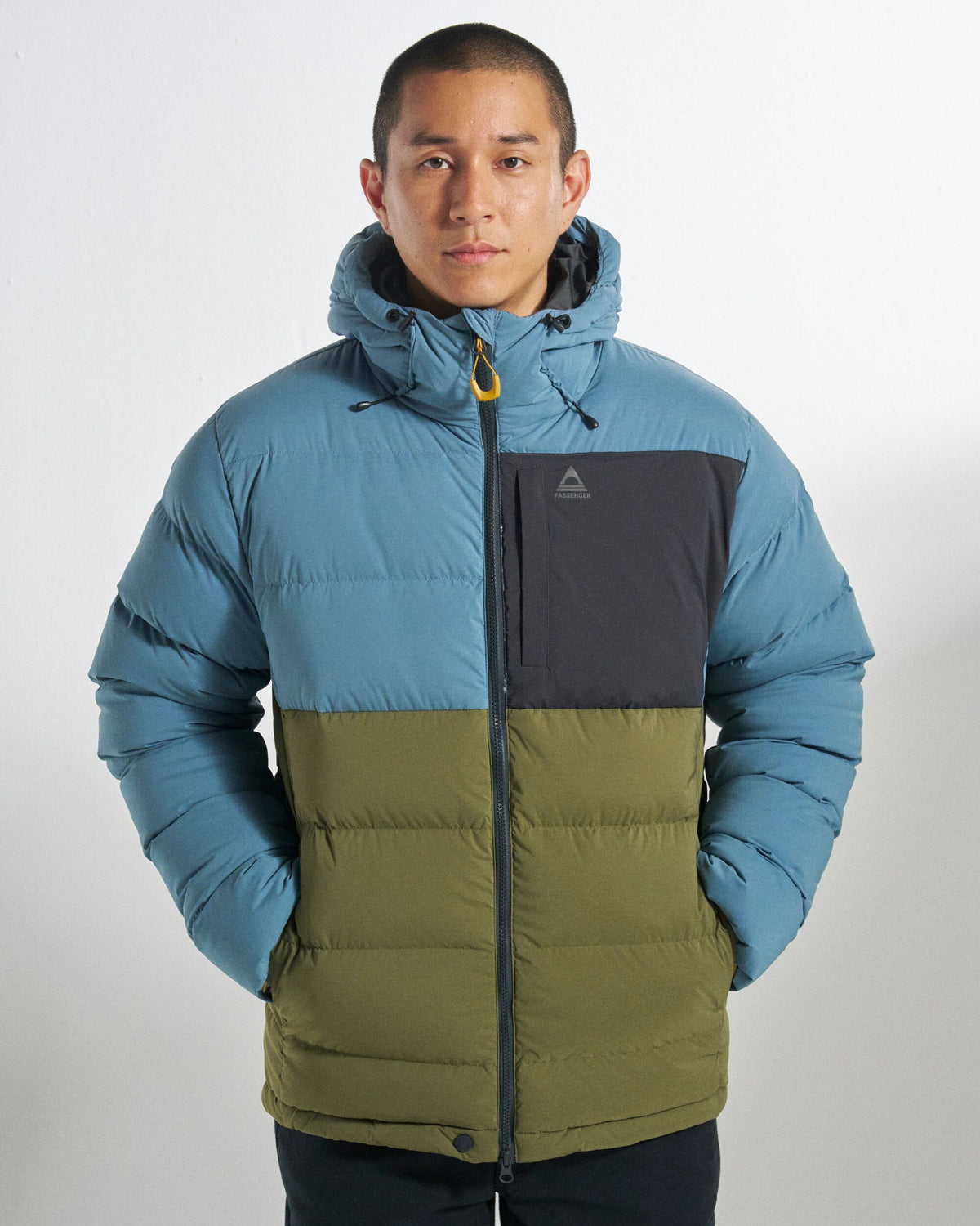 Kindlewood Down Jacket - Stormy Blue/Khaki - Studio Model
