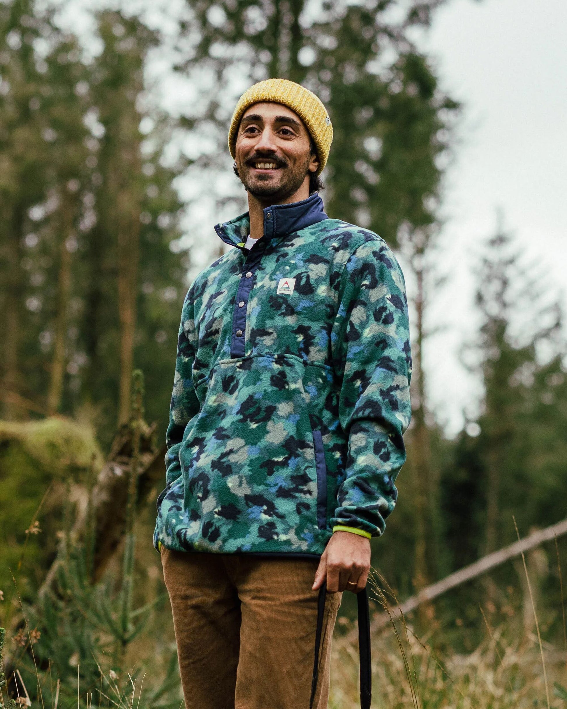 Adrift Recycled Polar Fleece - Alpine Camo Rain Forest