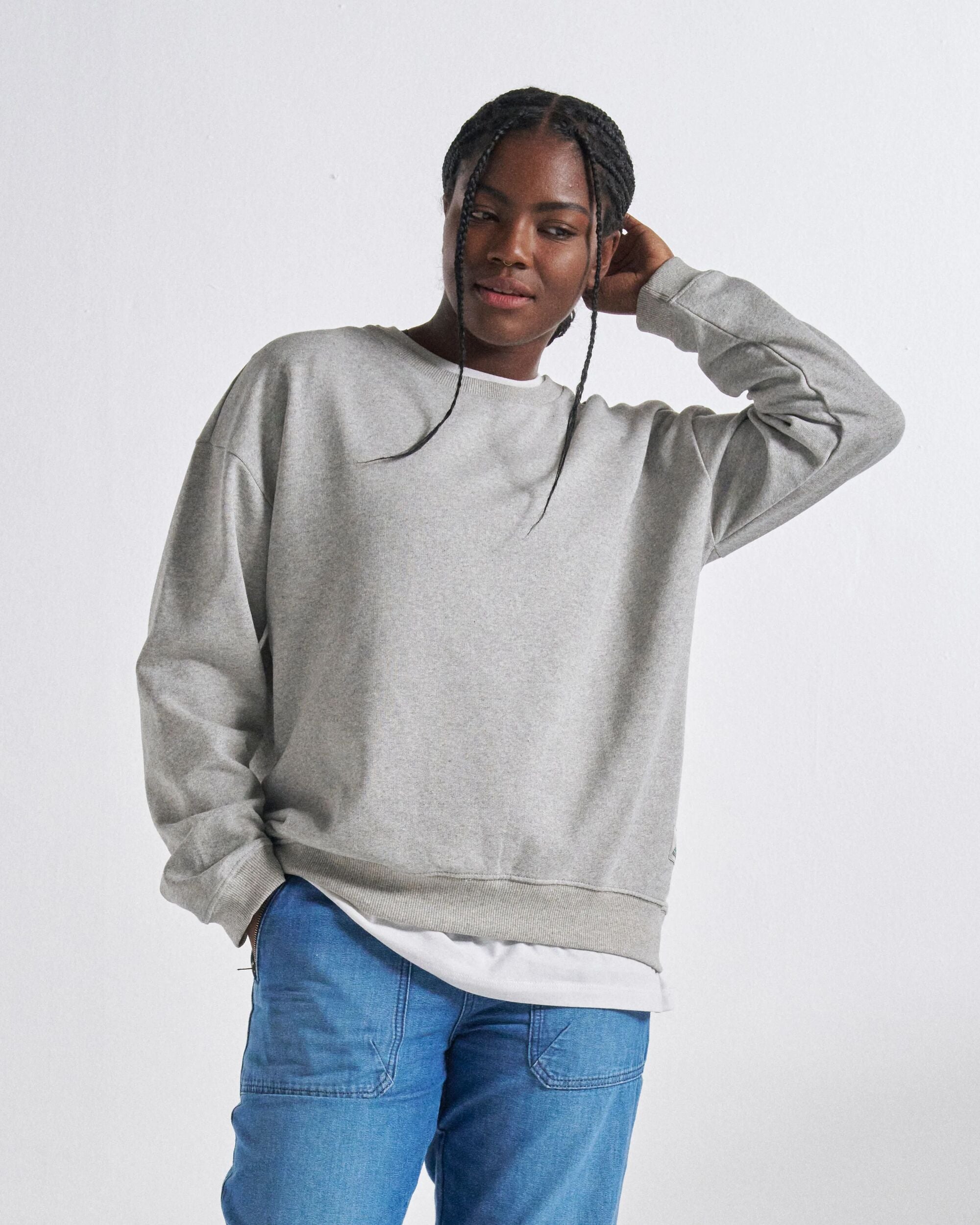 Heritage Women's Sweatshirt - Mid Grey Marl - Studio Model