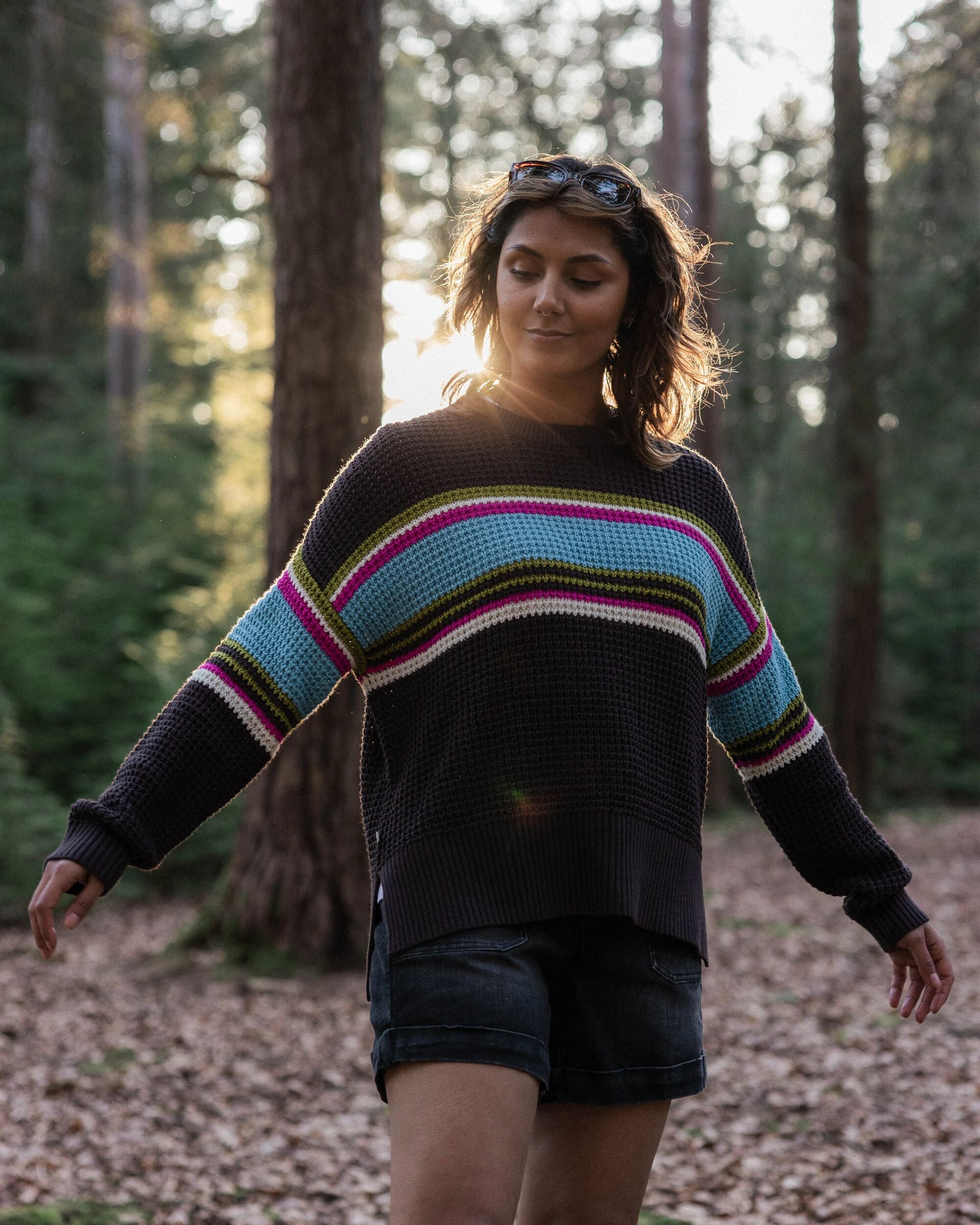 Reflection Stripey Jumper - Espresso - Lifestyle