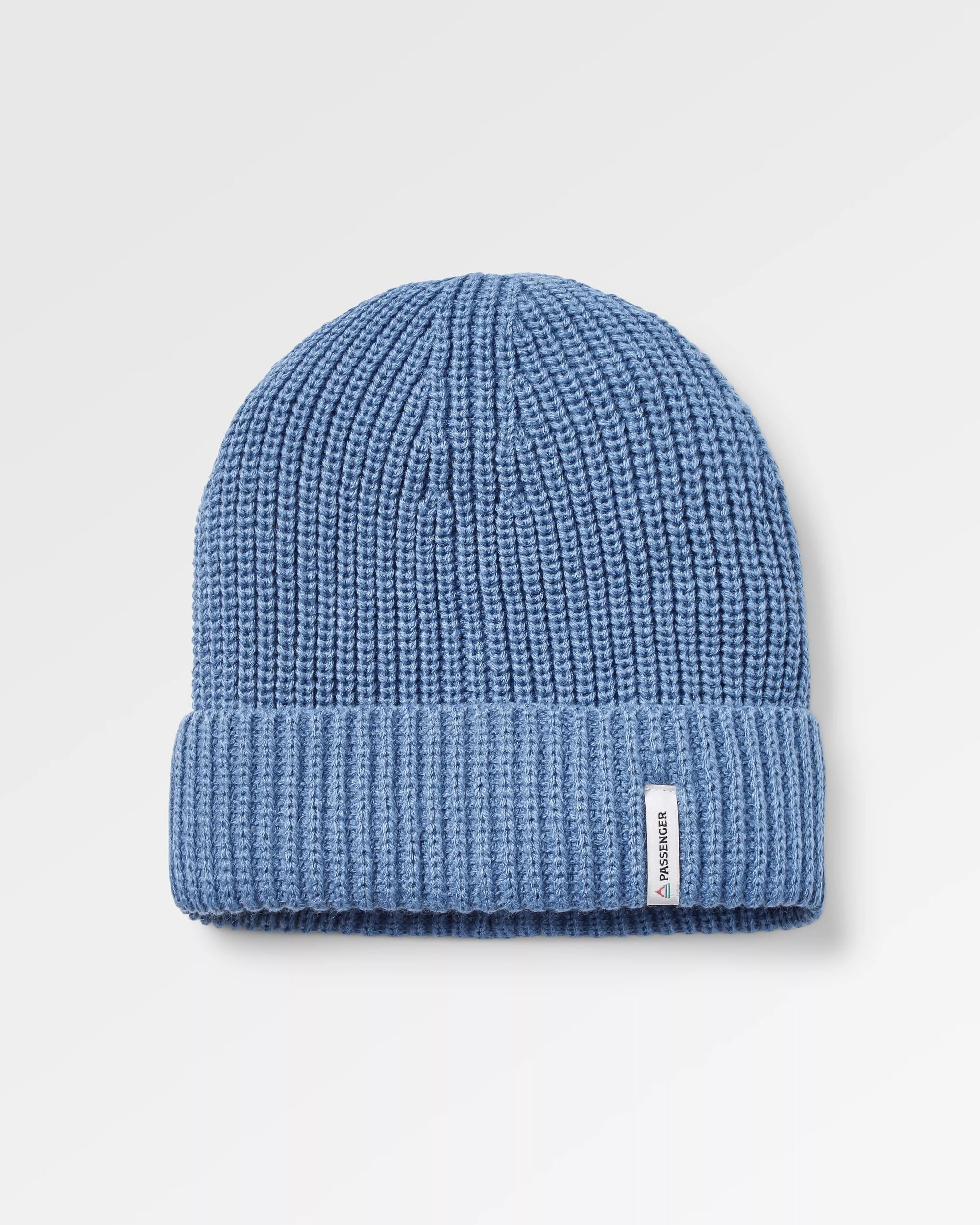 Compass Recycled Beanie - Moonlight Blue - Flatlay