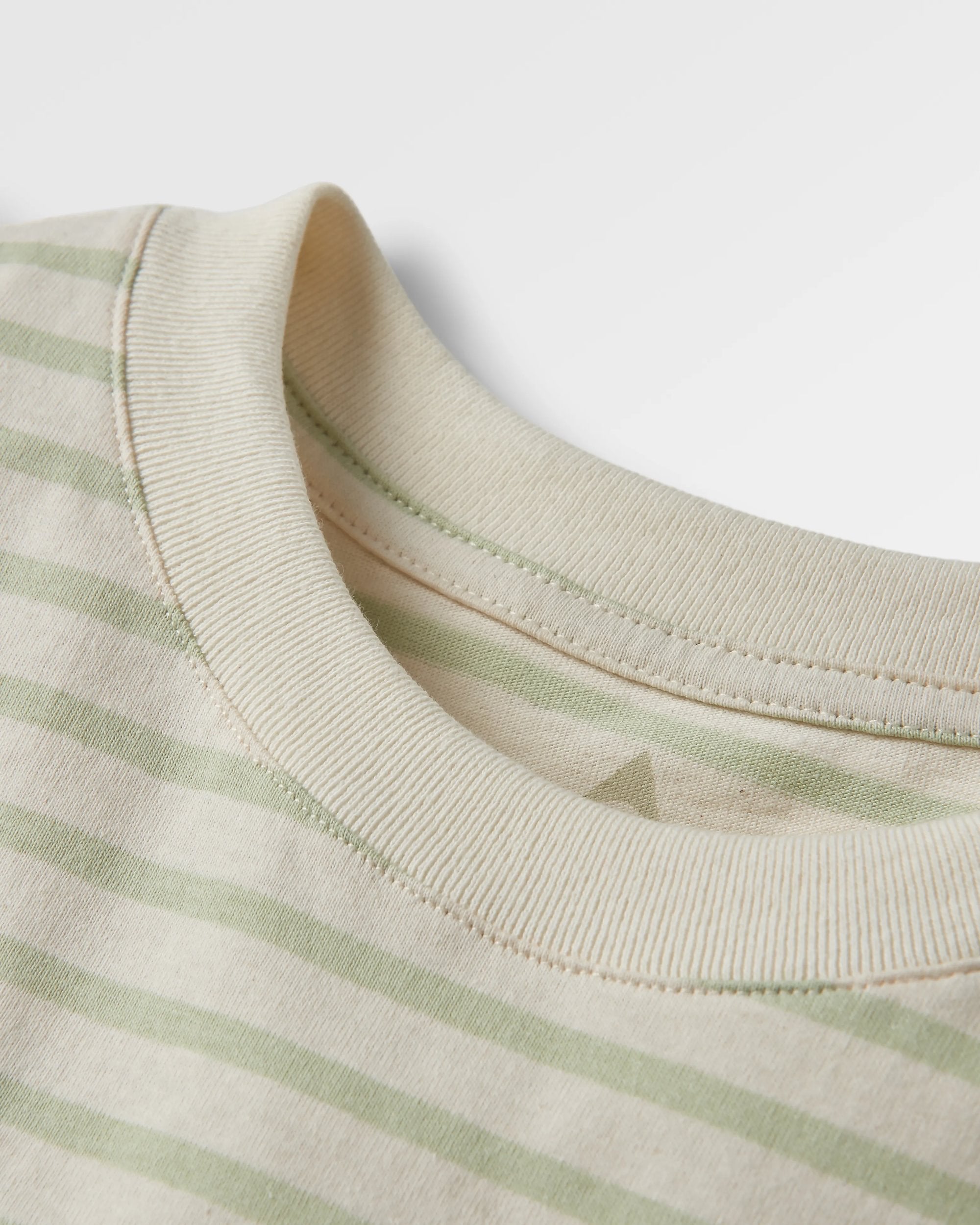 Zen Recycled Cotton Relaxed Fit T-Shirt - Apple Green Stripe - Flatlay
